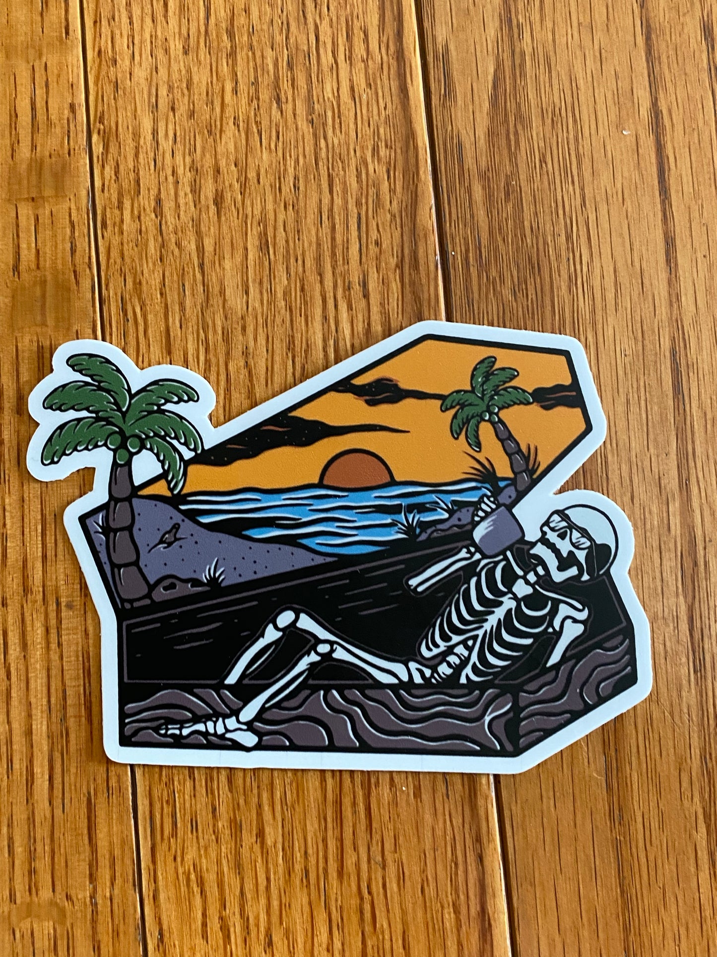 Skull in Coffin sticker - skull art