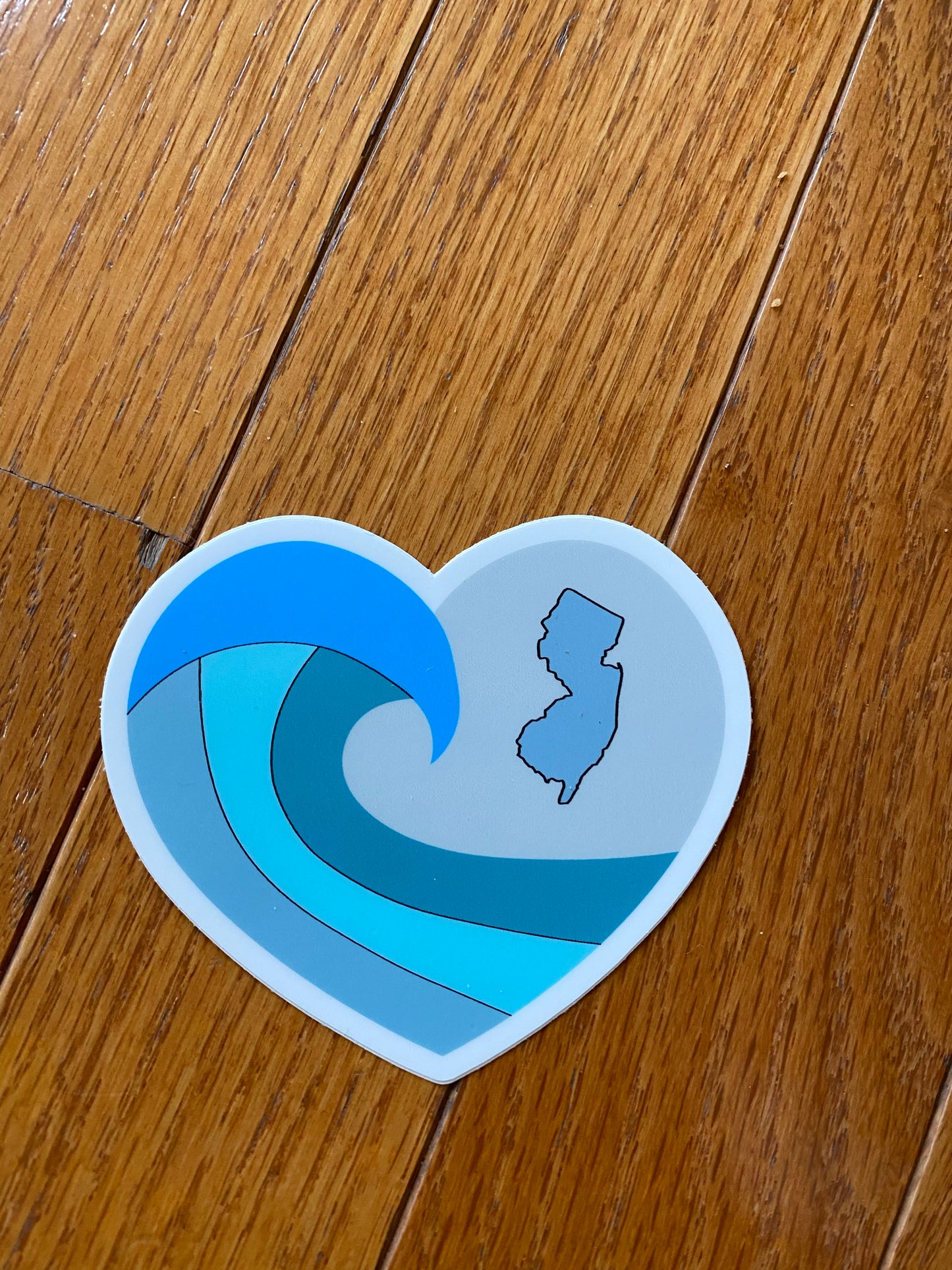 Heart surf NJ wave sticker - surf local local shop local