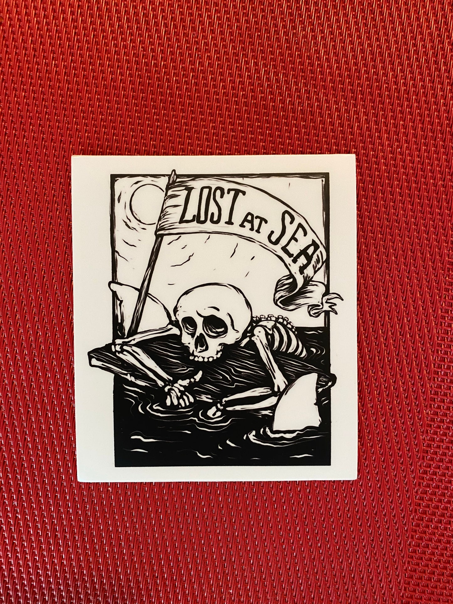Lost at Sea sticker - skull shark drifting sun sea adventure
