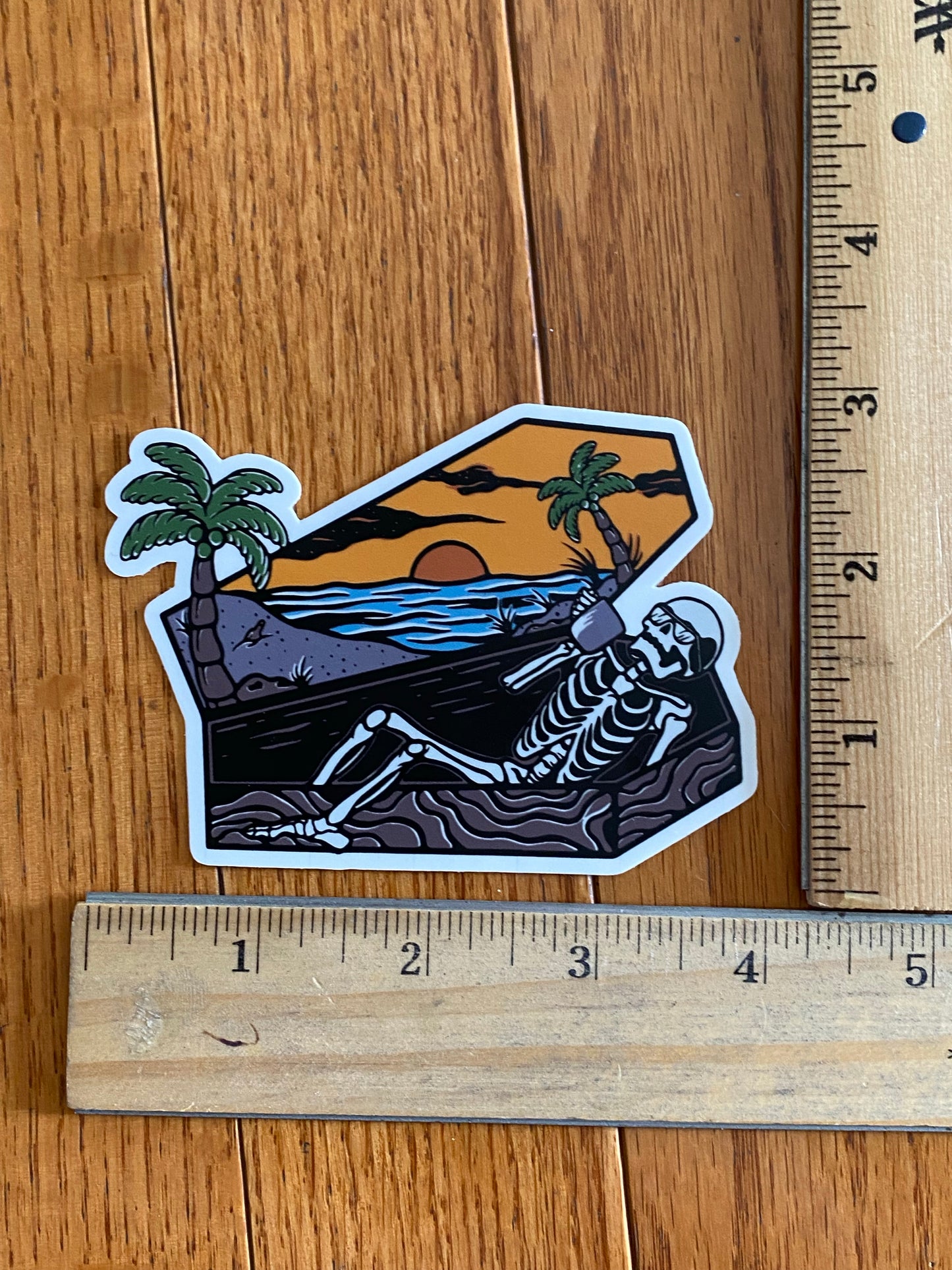 Skull in Coffin sticker - skull art