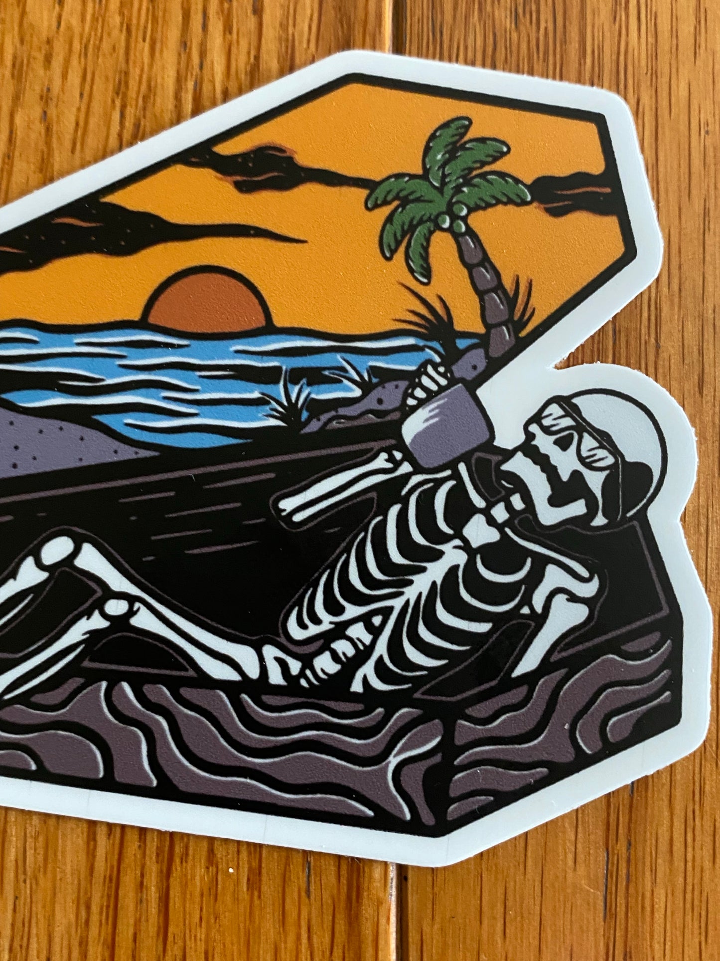 Skull in Coffin sticker - skull art