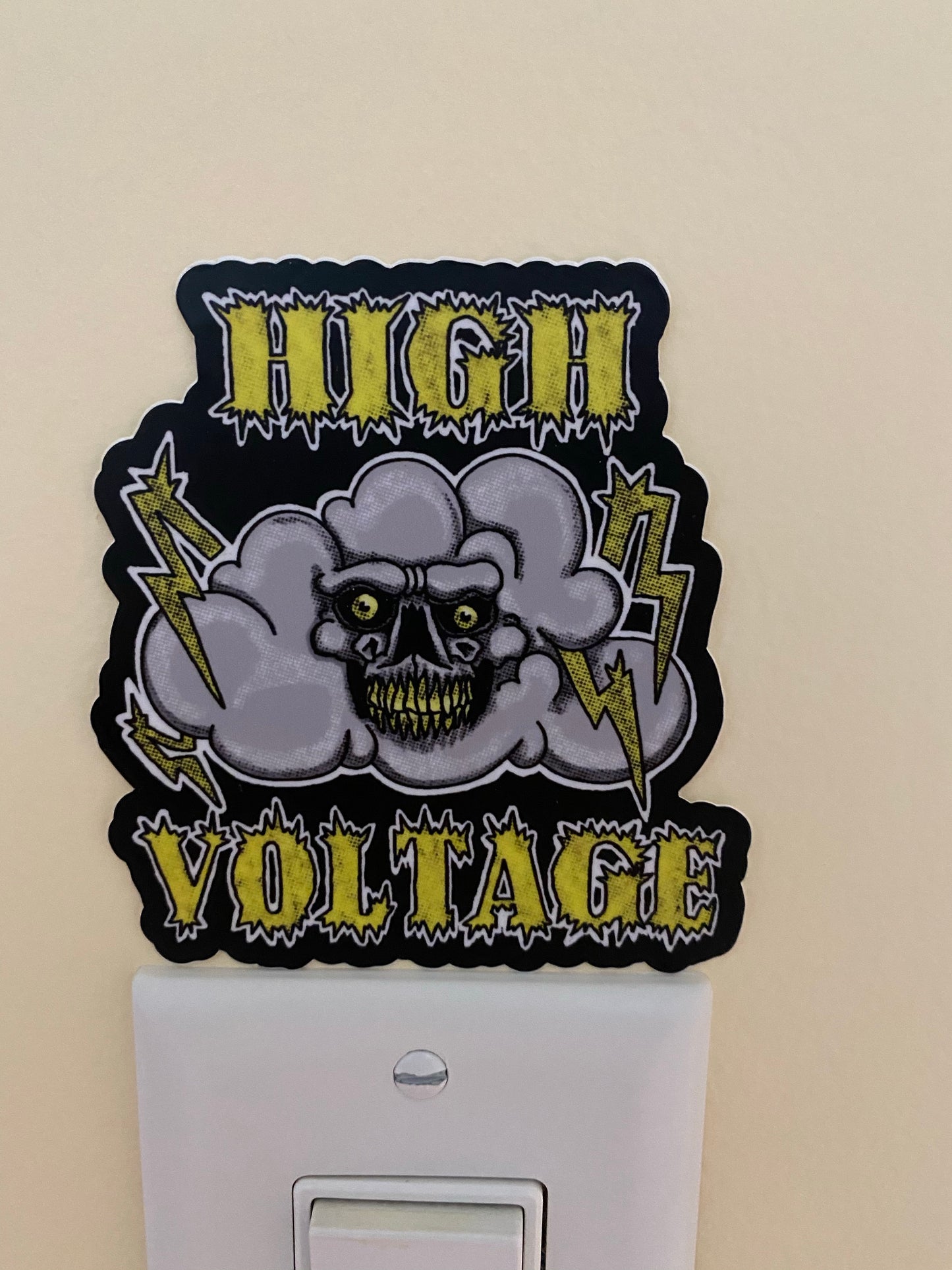 High voltage skull sticker lighting thunder cloud sticker