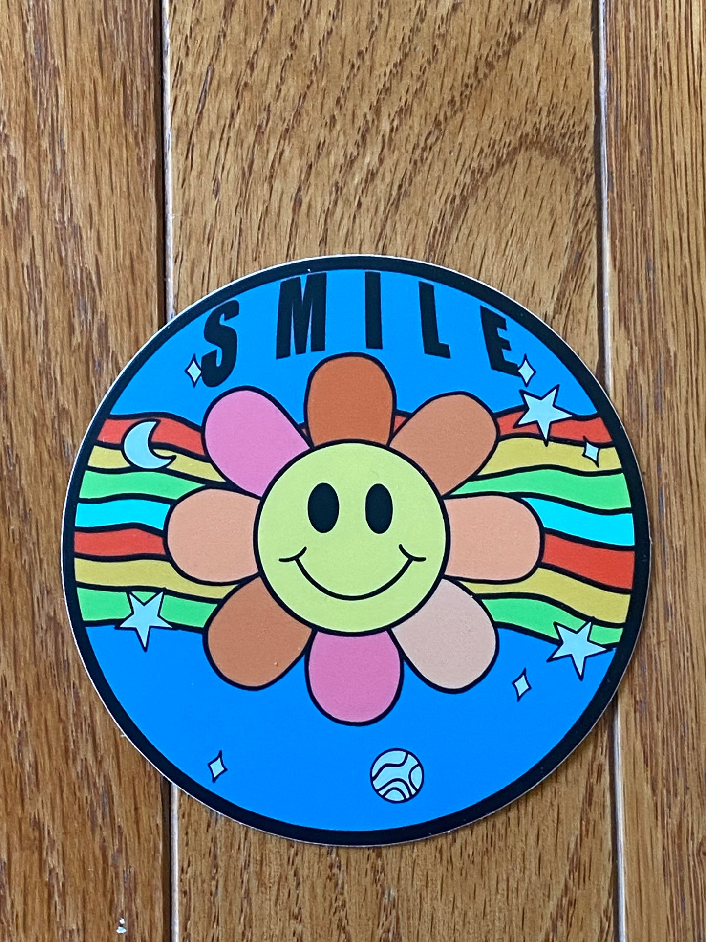 SMILE flower sticker - flower rainbow sticker