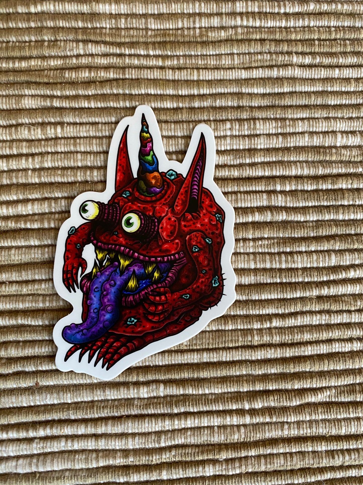 Unicorn monster sticker - skittle monster follow the rainbow