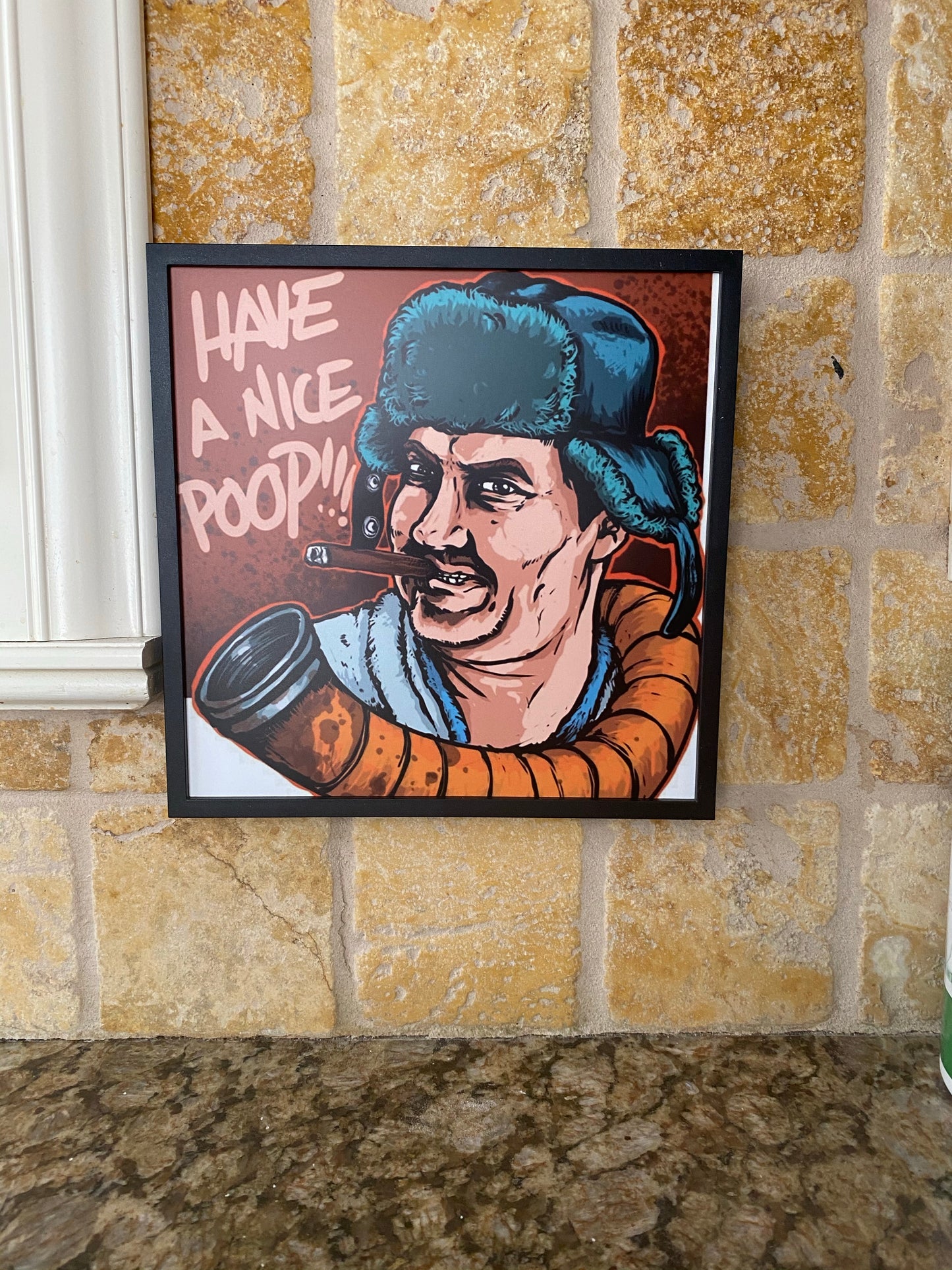 Cousin Eddie - Funny Bathroom sign would poop here again - bathroom decor 8x8 prints