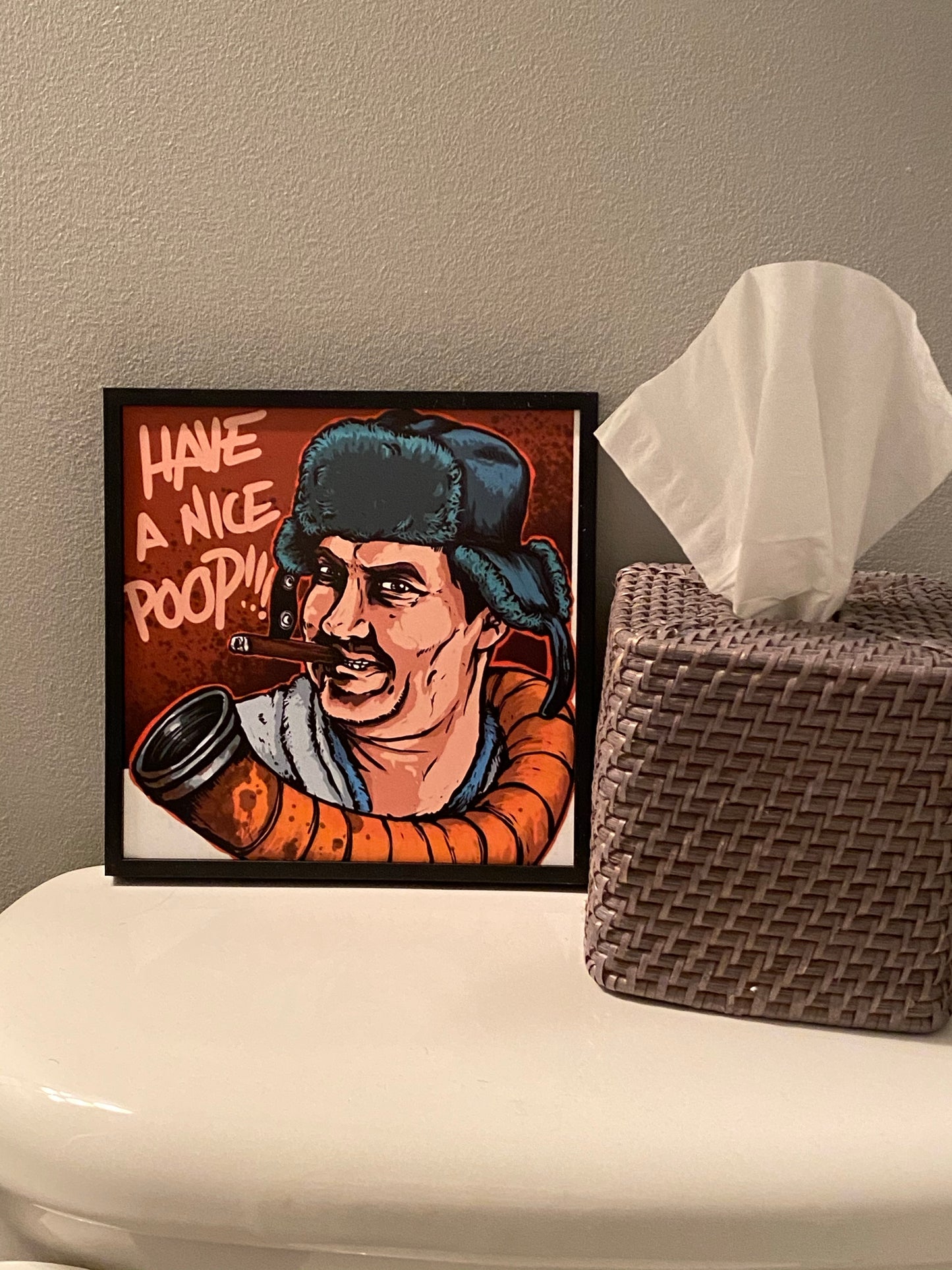 Cousin Eddie - Funny Bathroom sign would poop here again - bathroom decor 8x8 prints