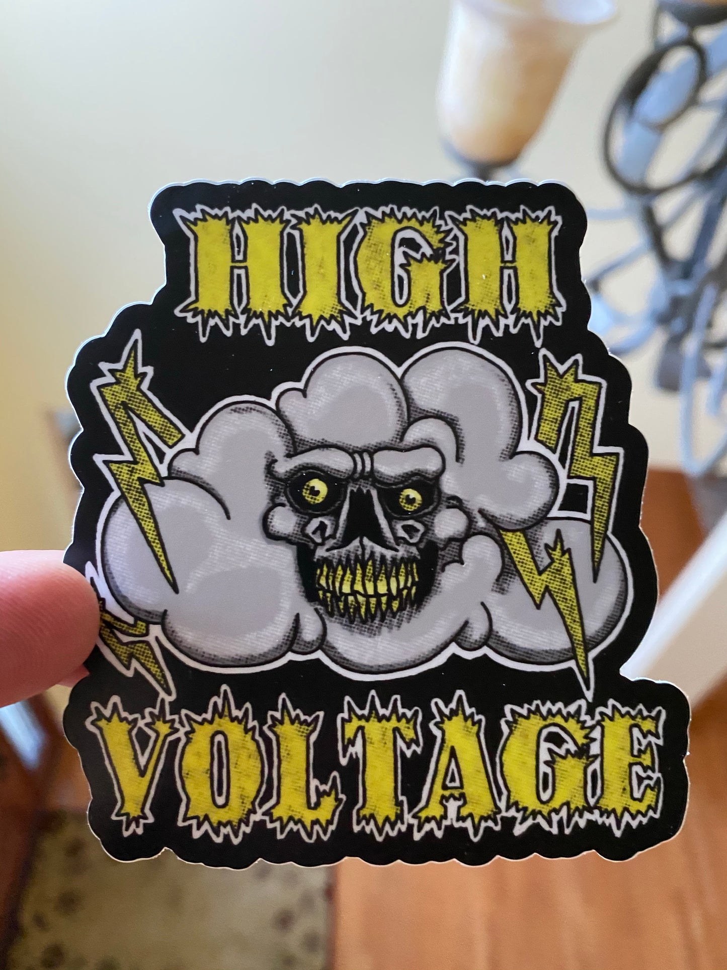 High voltage skull sticker lighting thunder cloud sticker