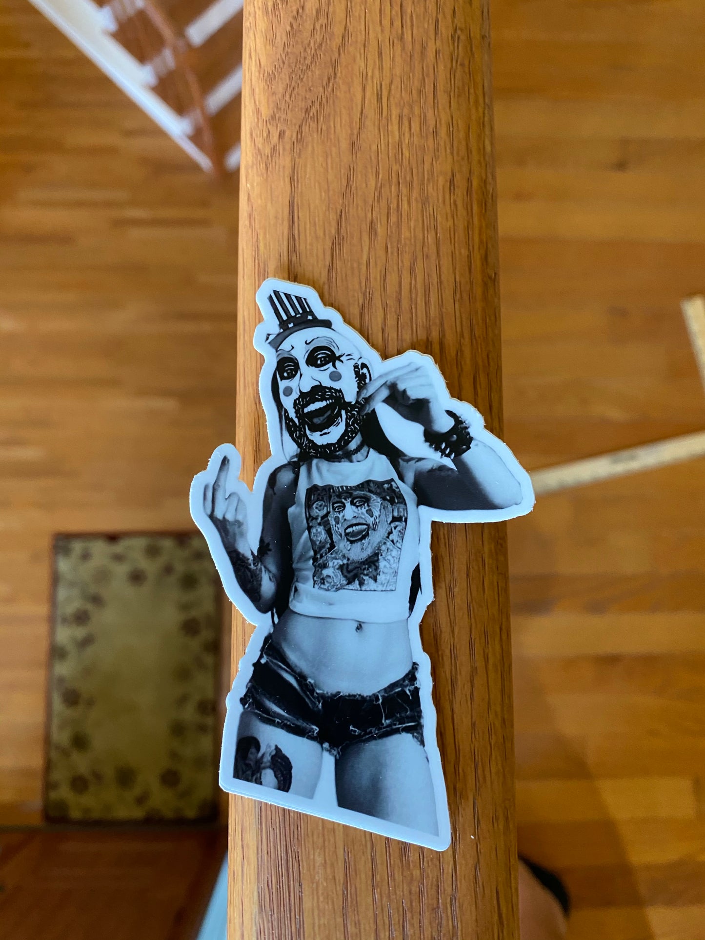 Captain Spaulding Penny Slice B&W original fan art sticker - devils rejects 3 from hell tutti fruti