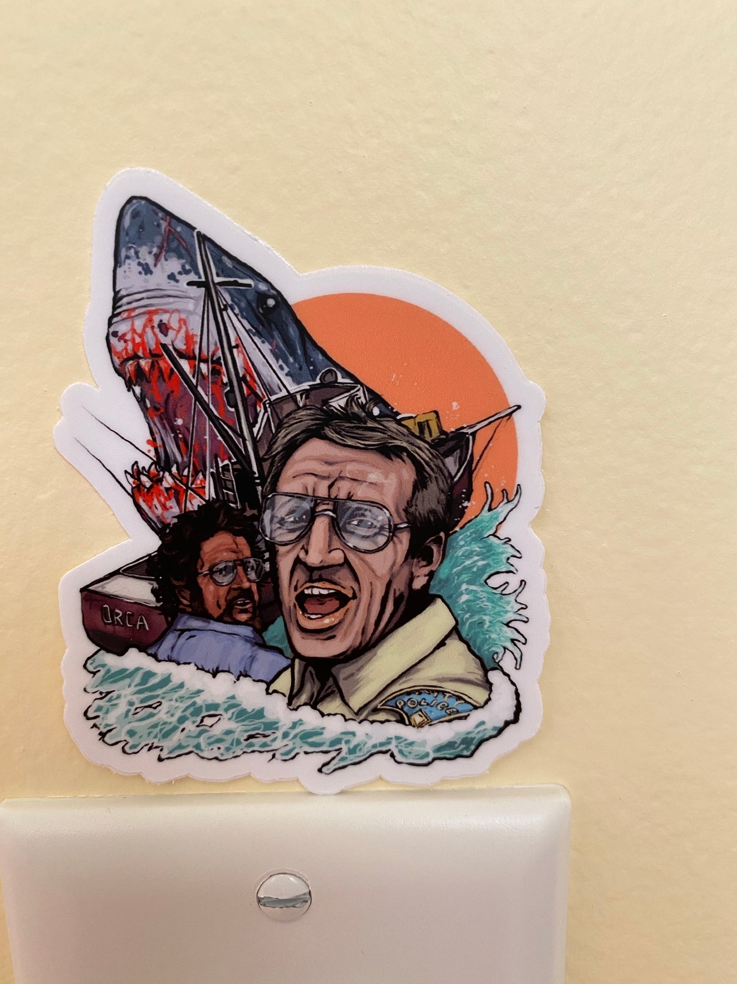 Jaws shark week sticker - Amity island Marty and hooper tribute sticker