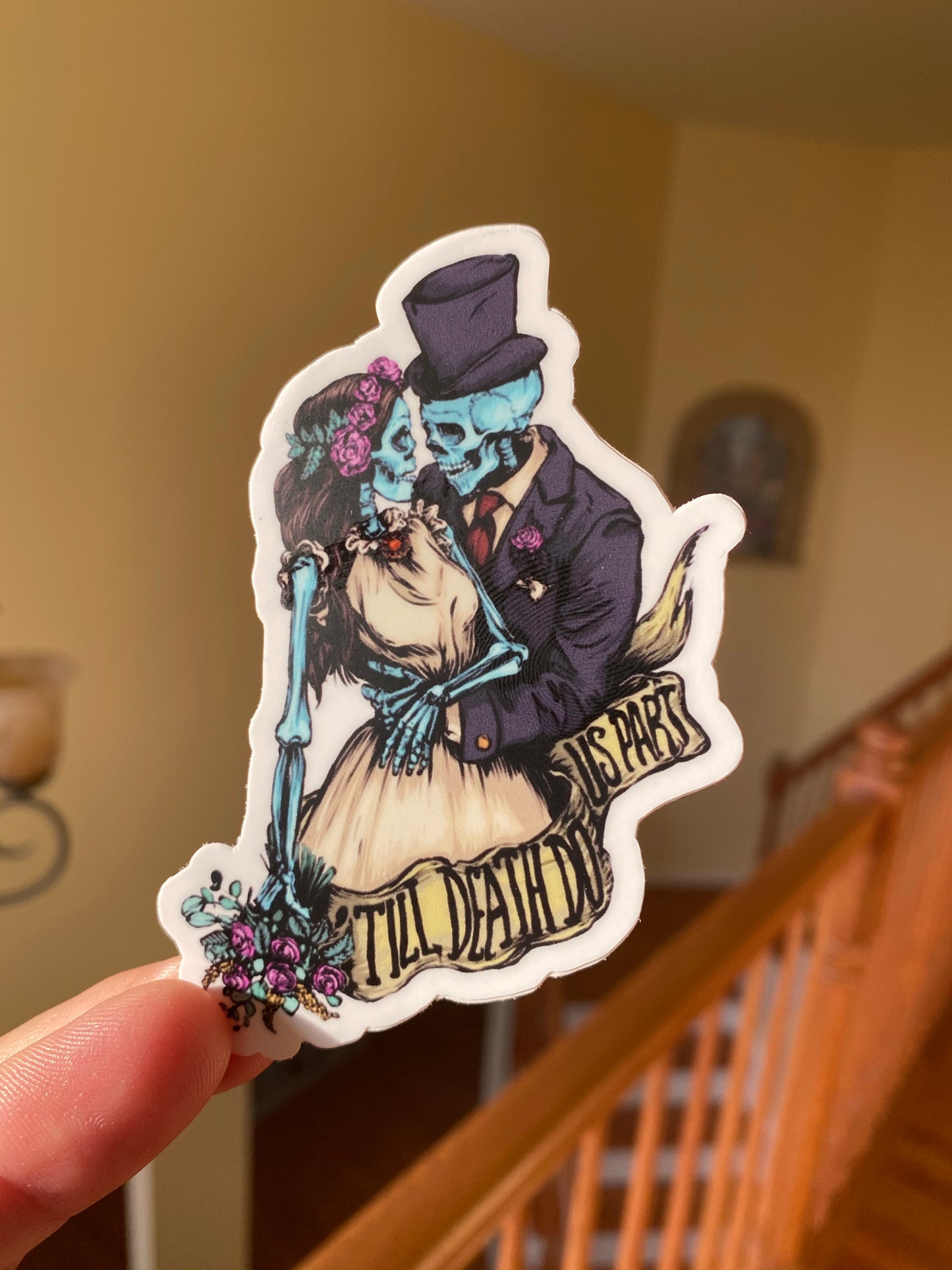 Sugar skull couple till death do us apart day of the dead dia de los muertos