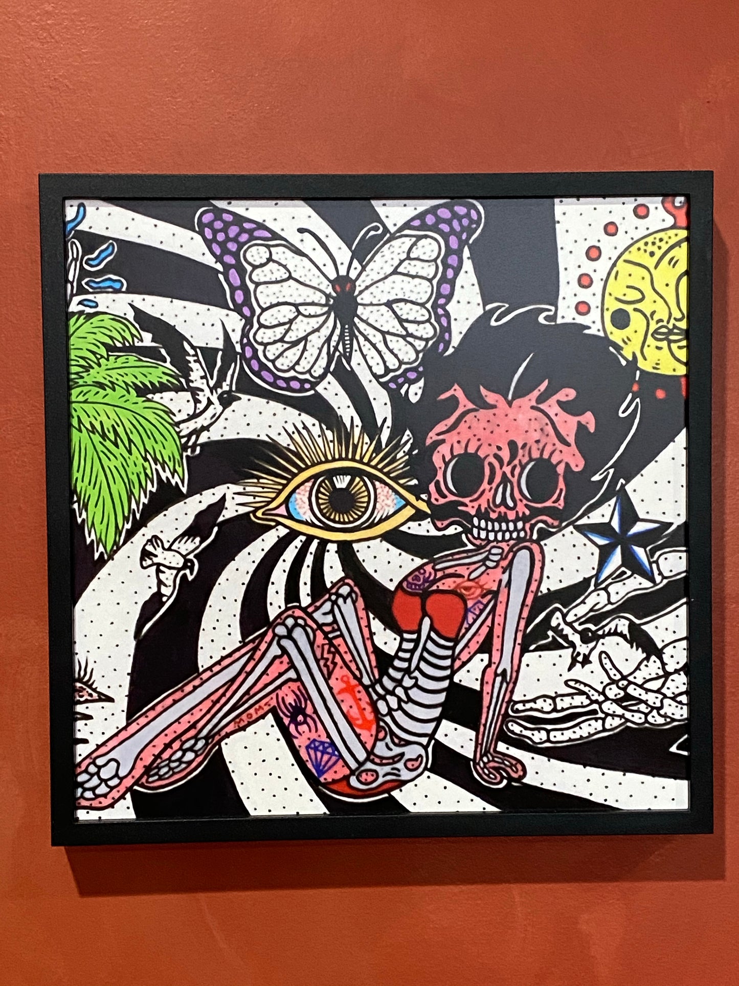 Modern art of cartoon queen Betty Boop 8x8 - Betty Boop skull art