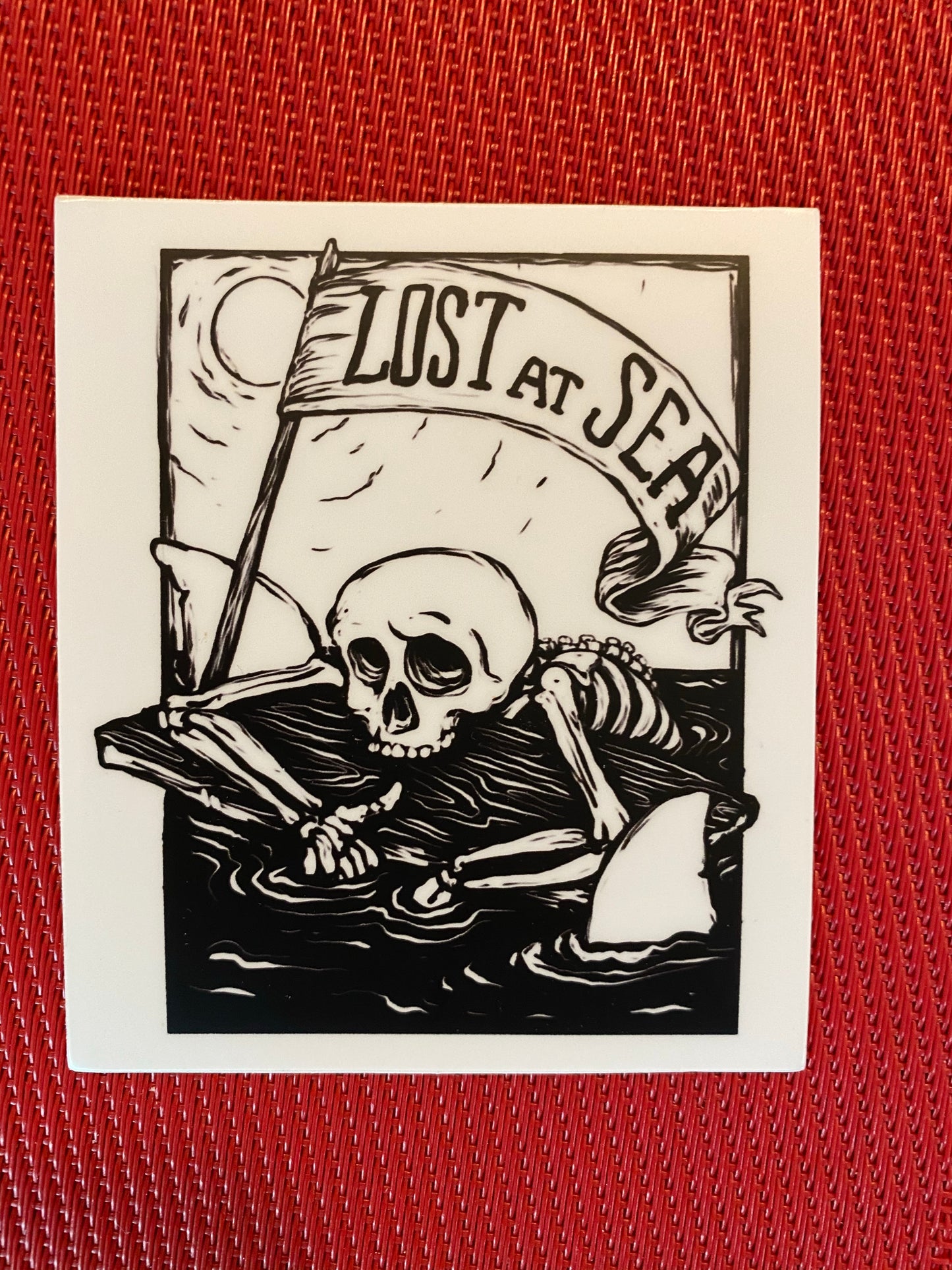 Lost at Sea sticker - skull shark drifting sun sea adventure