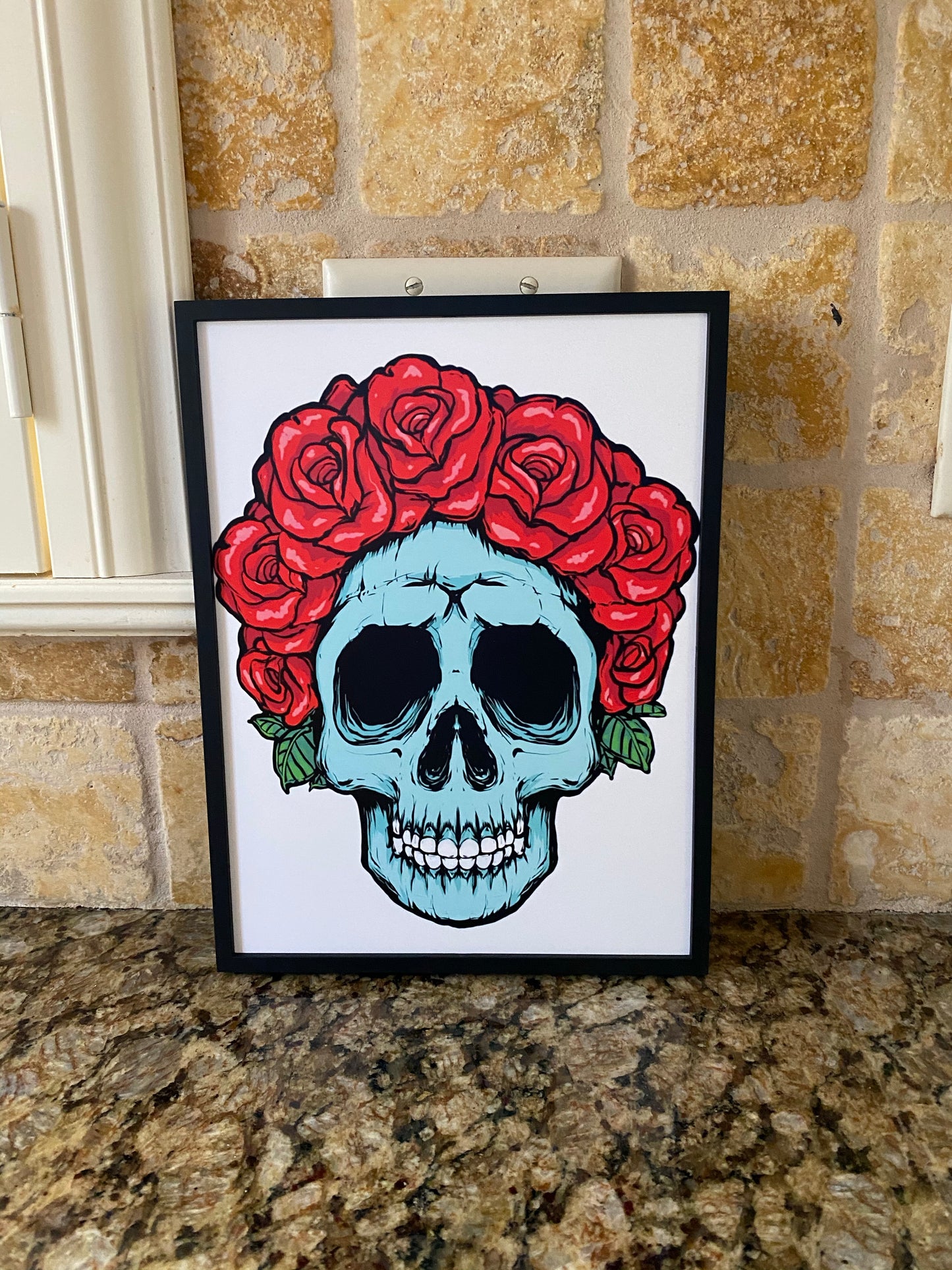 Skulls and Roses 8x11 print - skull art - gift ideas skull roses art