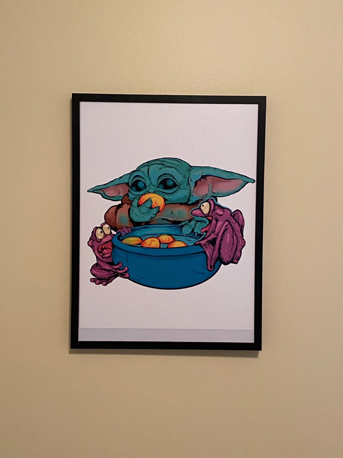The child egg eating super cute sticker - frogs trending baby yoda stickers