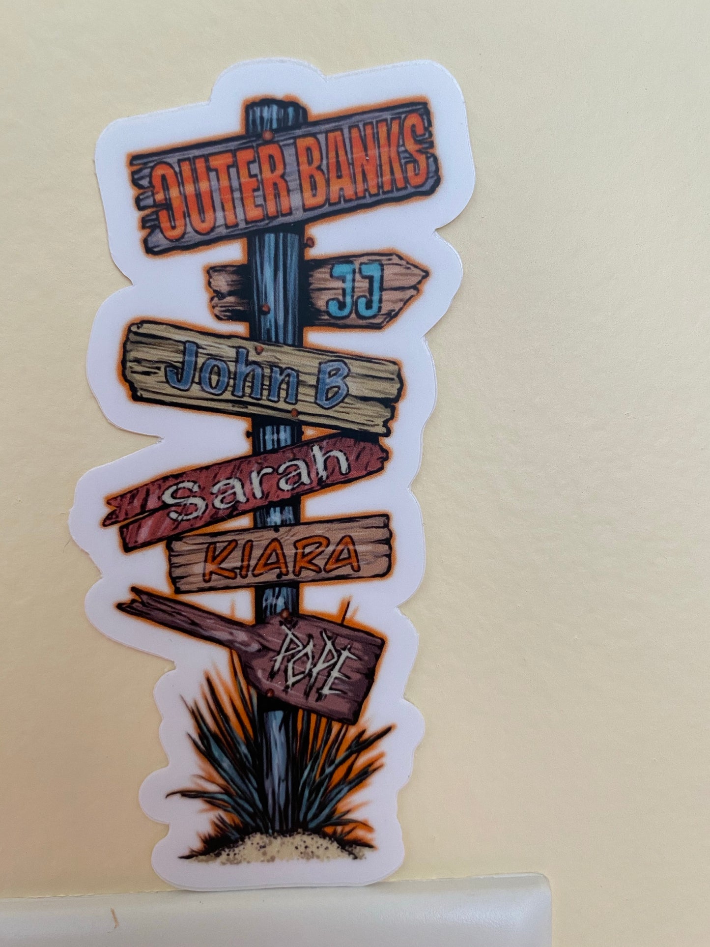 OBX beach sign with John B JJ Pope Kiara Sarah OBX