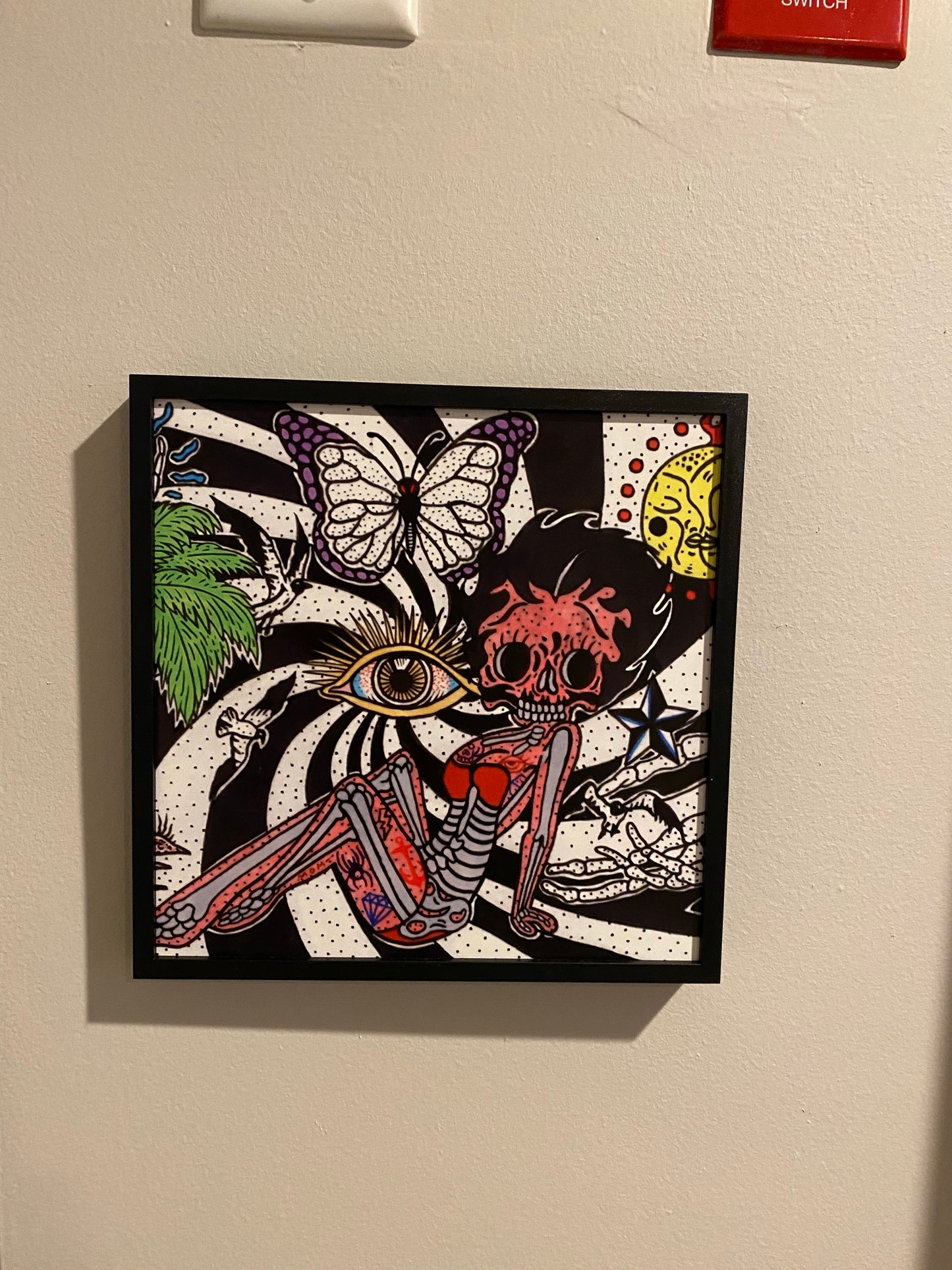 Modern art of cartoon queen Betty Boop 8x8 - Betty Boop skull art