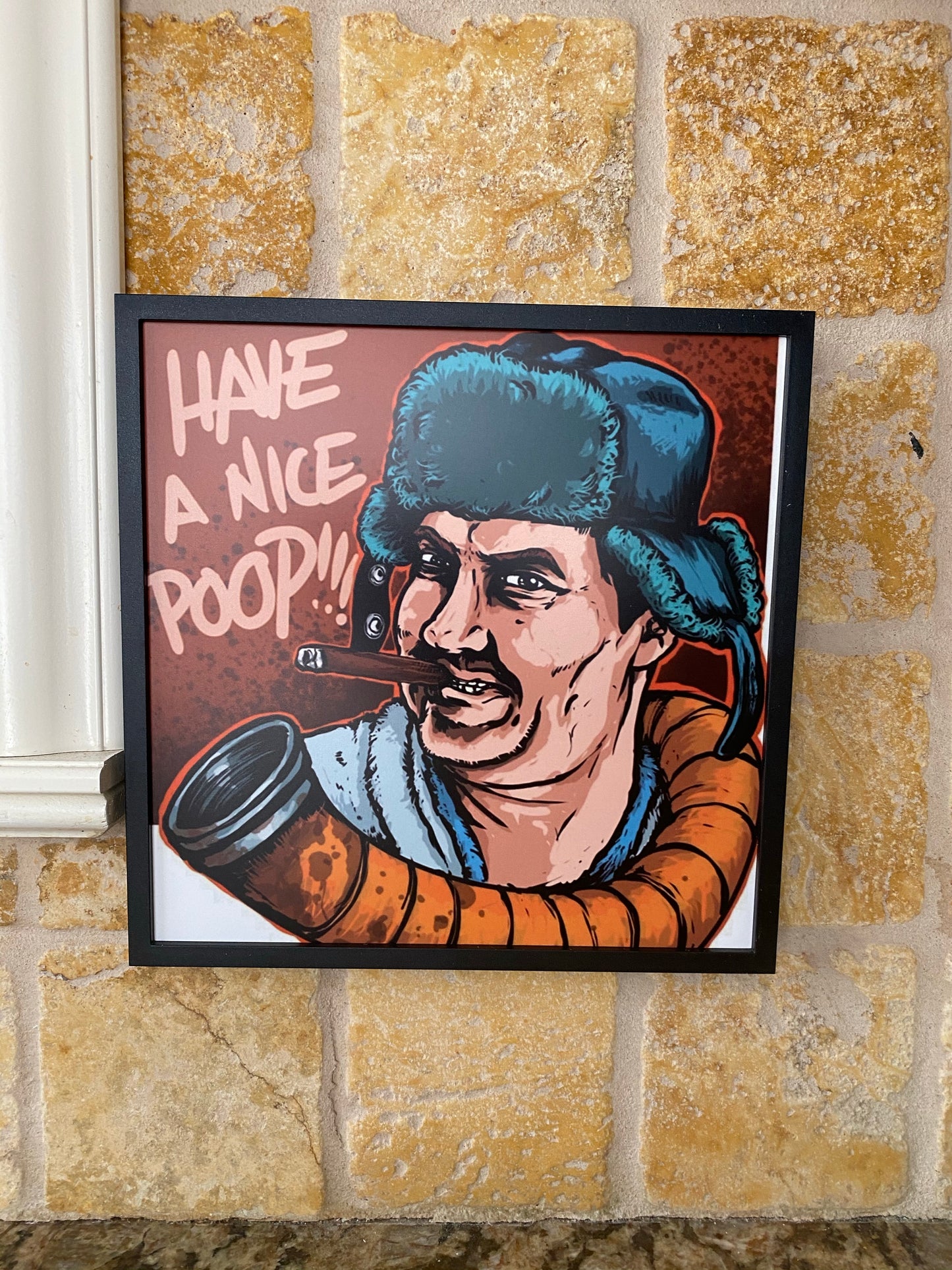 Cousin Eddie - Funny Bathroom sign would poop here again - bathroom decor 8x8 prints