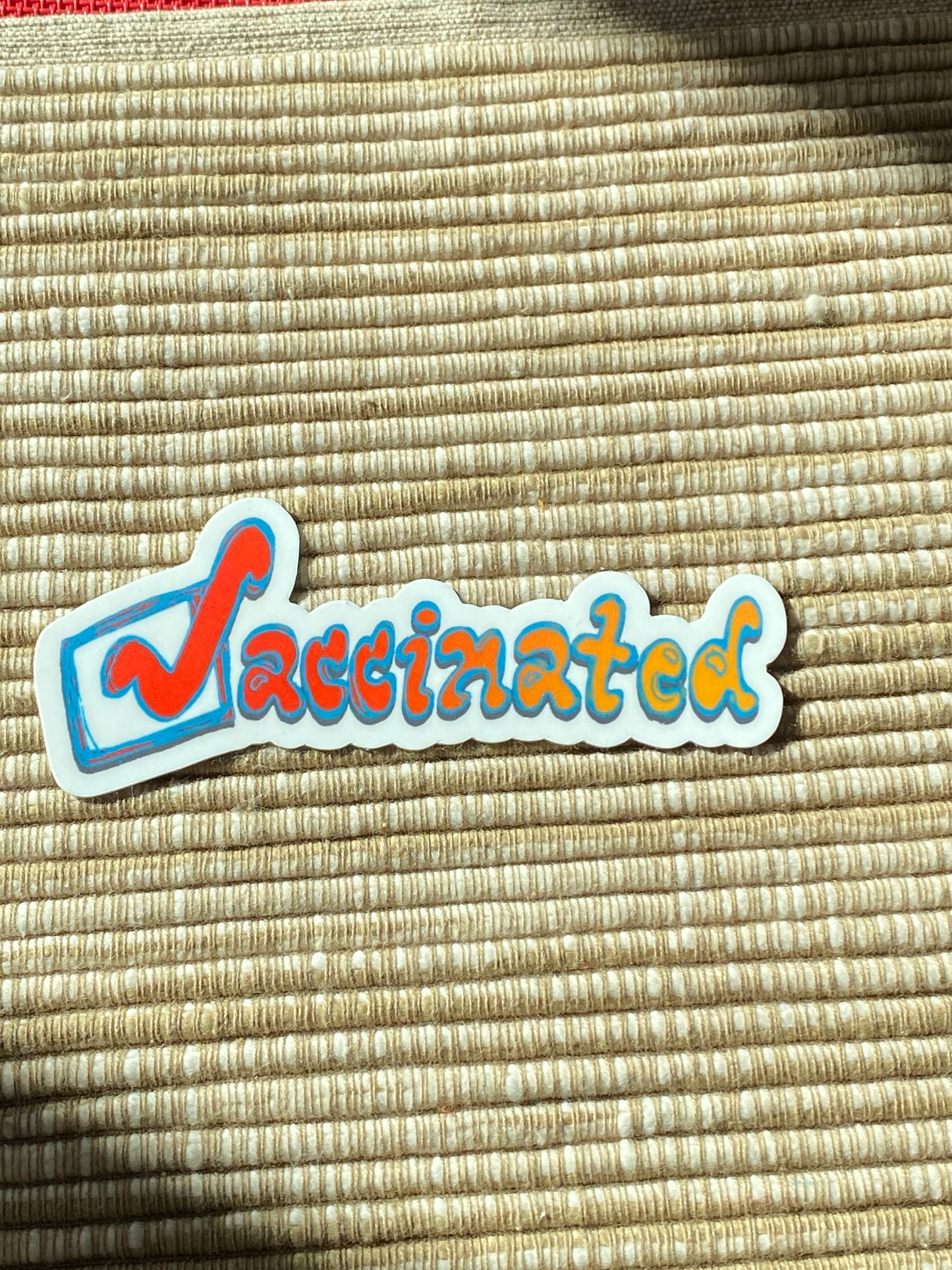 Vaccinated 4x2 vinyl durable weather proof dishwasher safe sticker