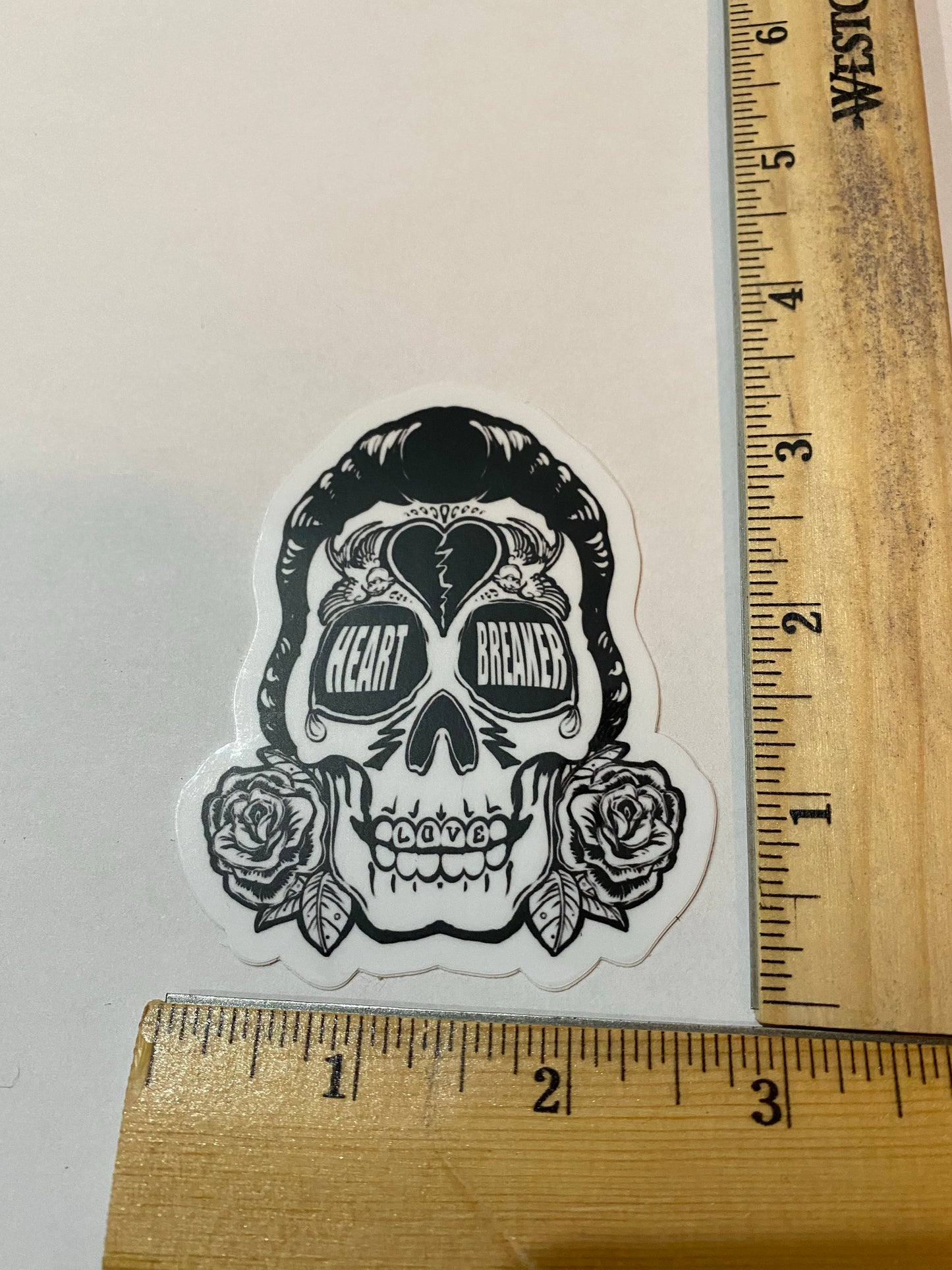 The king skull heart breaker sticker - Elvis Rock n roll Nashville TN