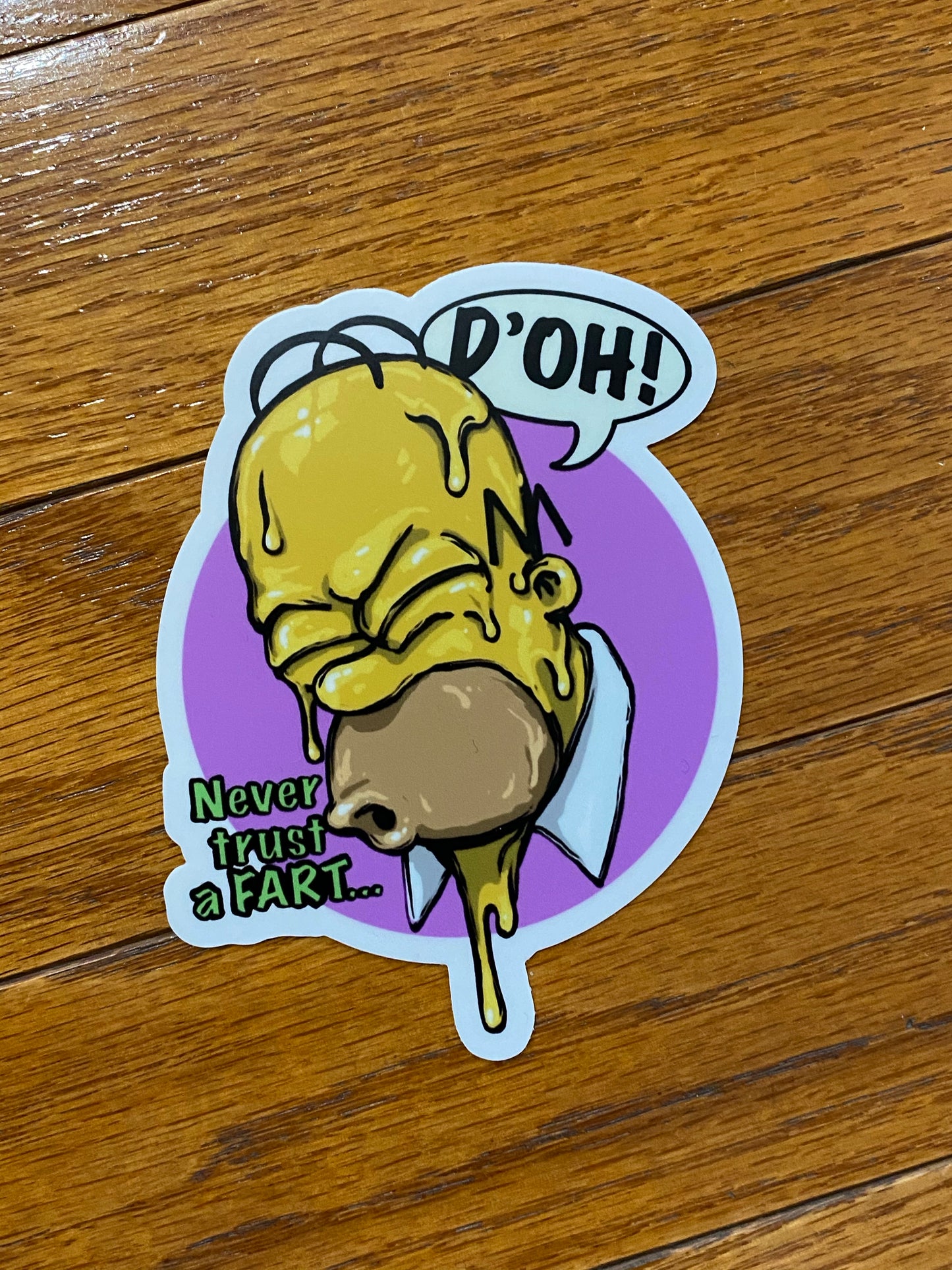 Never Trust a Fart homer style - funny bathroom humor - bathroom stickers