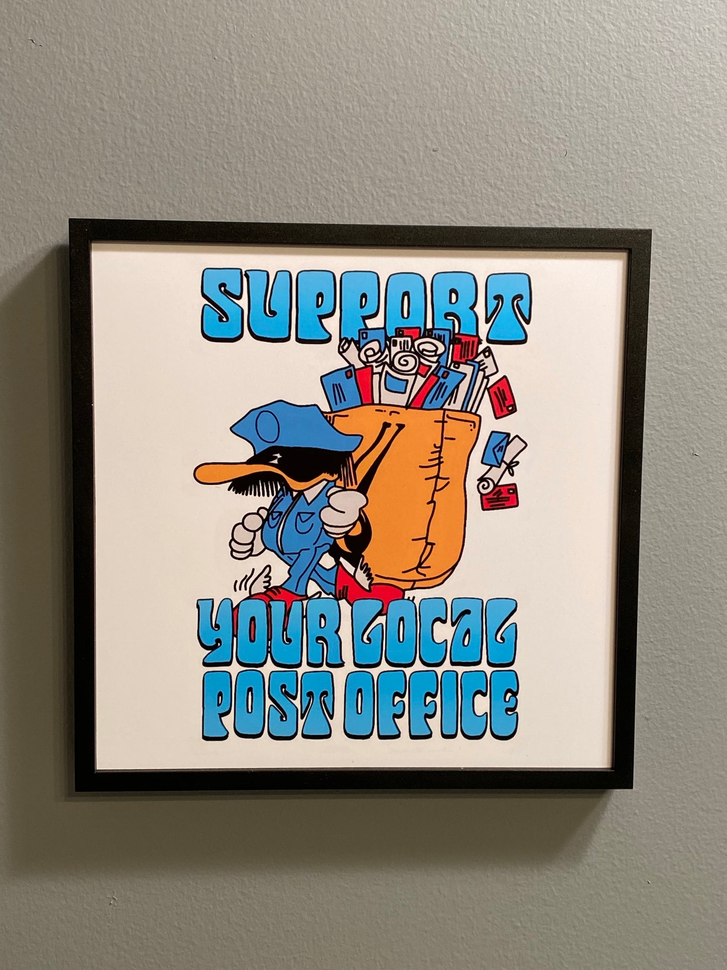 Support your local post office USPS print 8x8 - mailman mailwoman