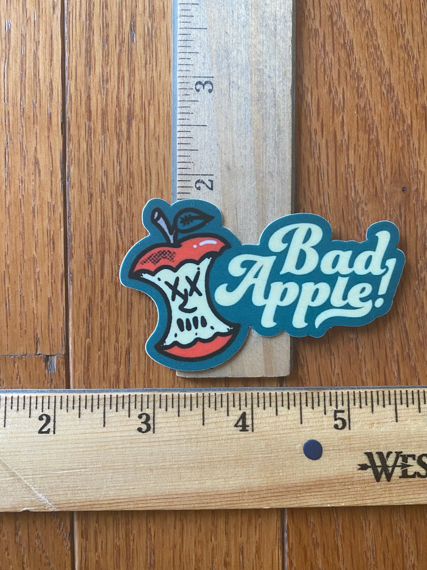 Bad Apple Rotten to the core sticker - 3x2 vinyl original design