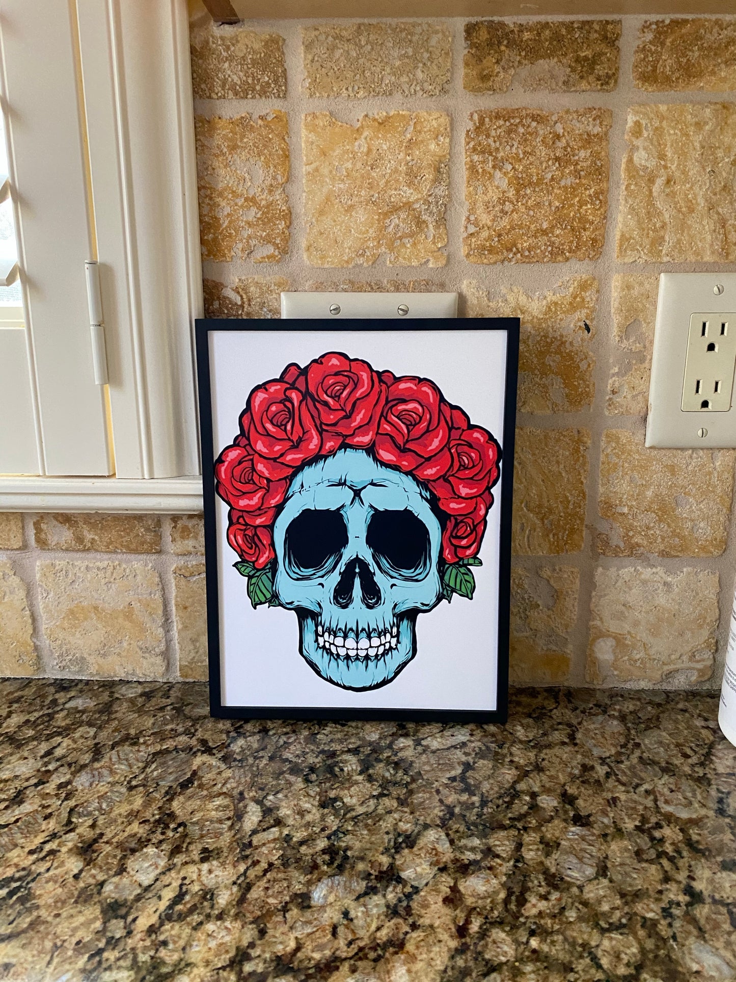 Skulls and Roses 8x11 print - skull art - gift ideas skull roses art