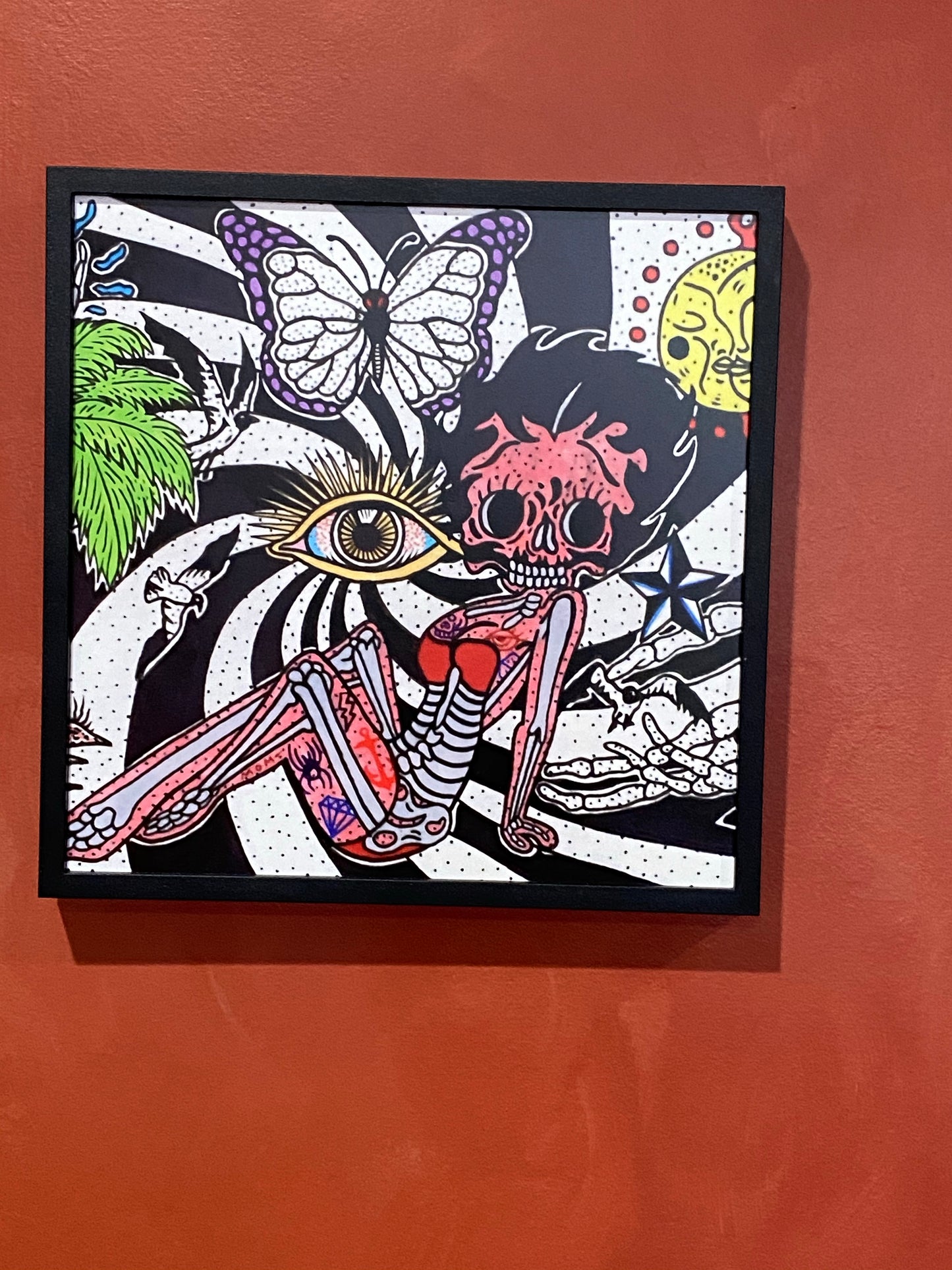 Modern art of cartoon queen Betty Boop 8x8 - Betty Boop skull art