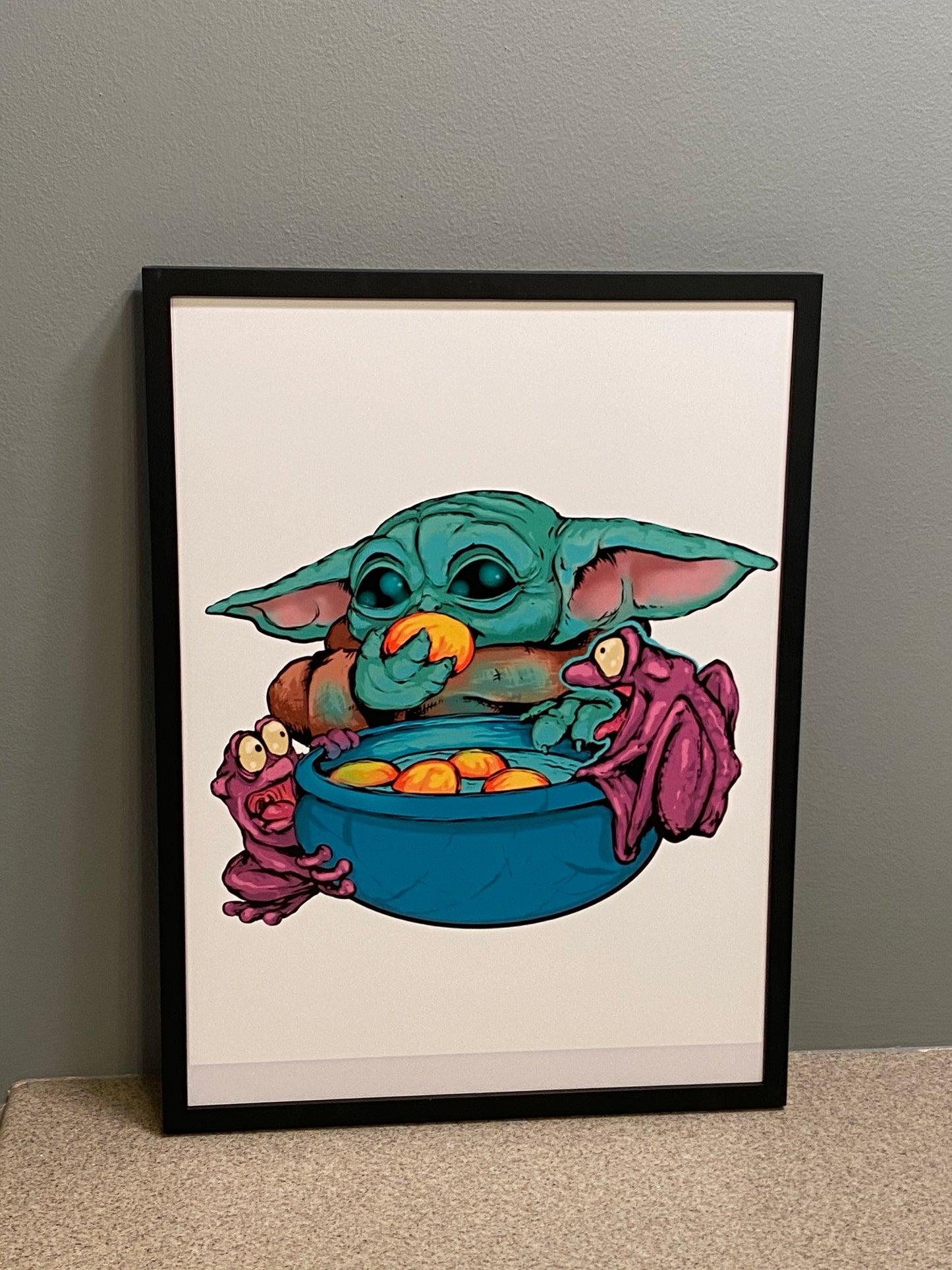 The child egg eating super cute sticker - frogs trending baby yoda stickers