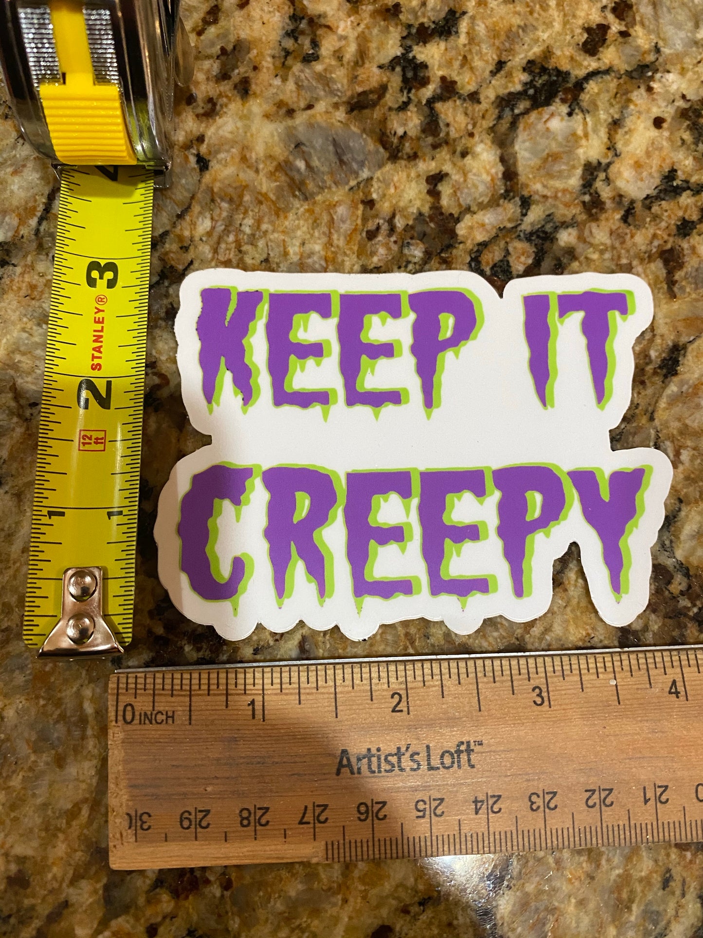 Keep it Creepy sticker Purple & Green - calling all creepers ghouls freaks