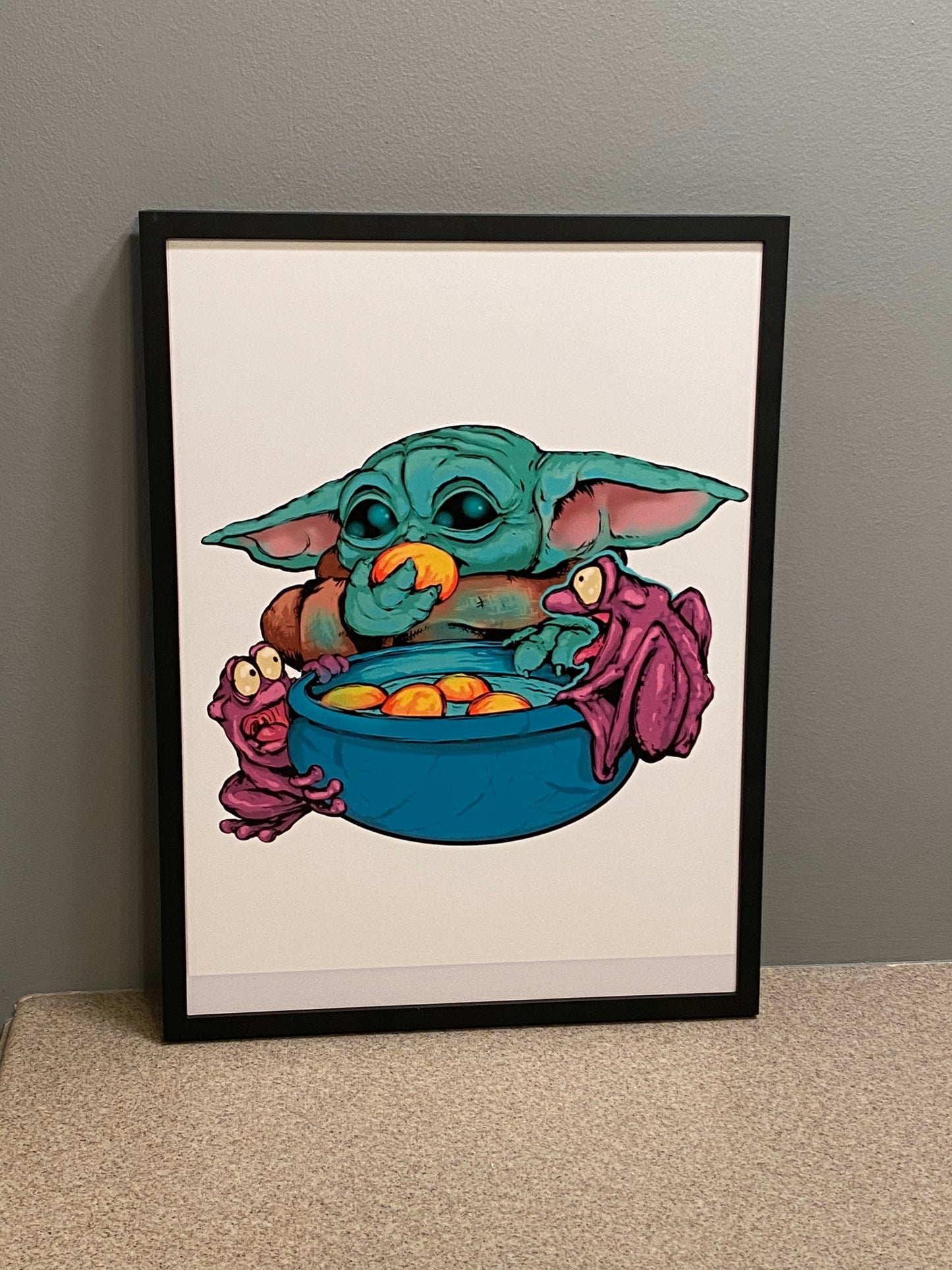 The child egg eating super cute sticker - frogs trending baby yoda stickers