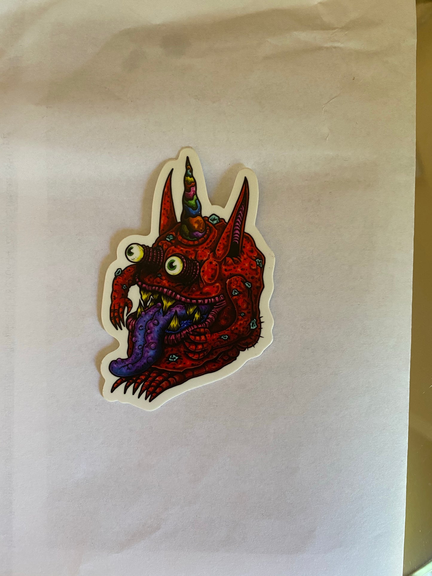 Unicorn monster sticker - skittle monster follow the rainbow
