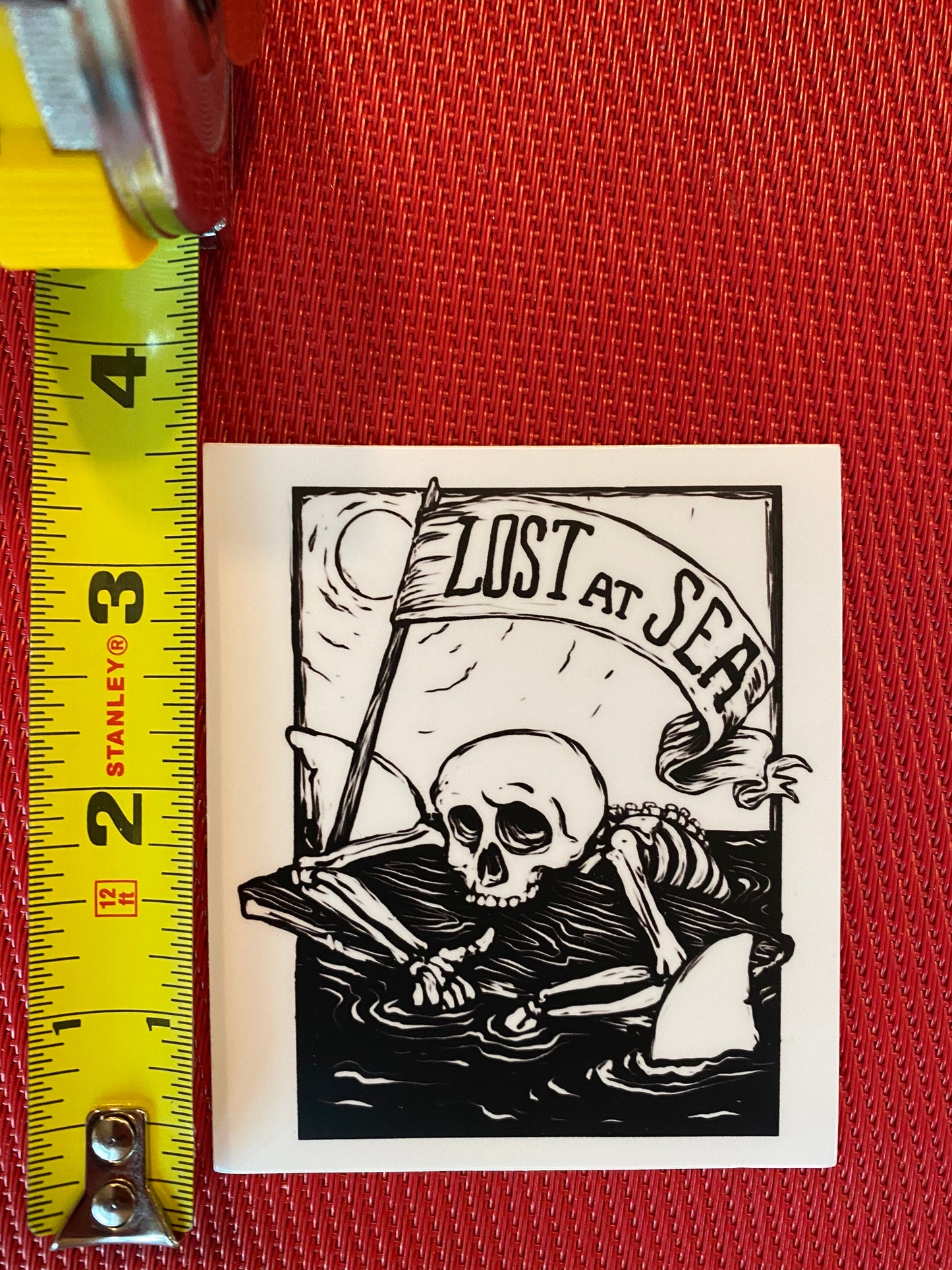 Lost at Sea sticker - skull shark drifting sun sea adventure