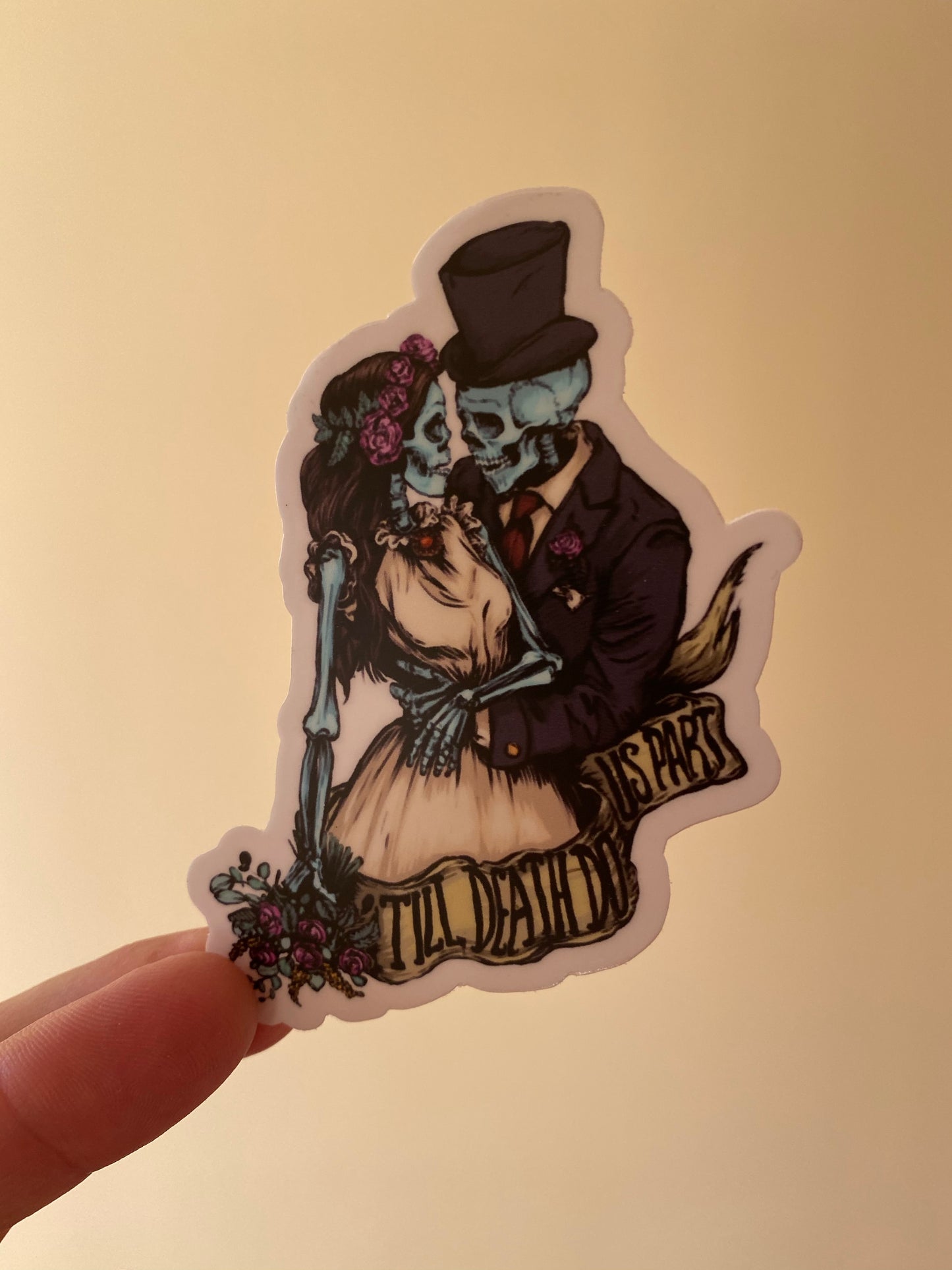 Sugar skull couple till death do us apart day of the dead dia de los muertos