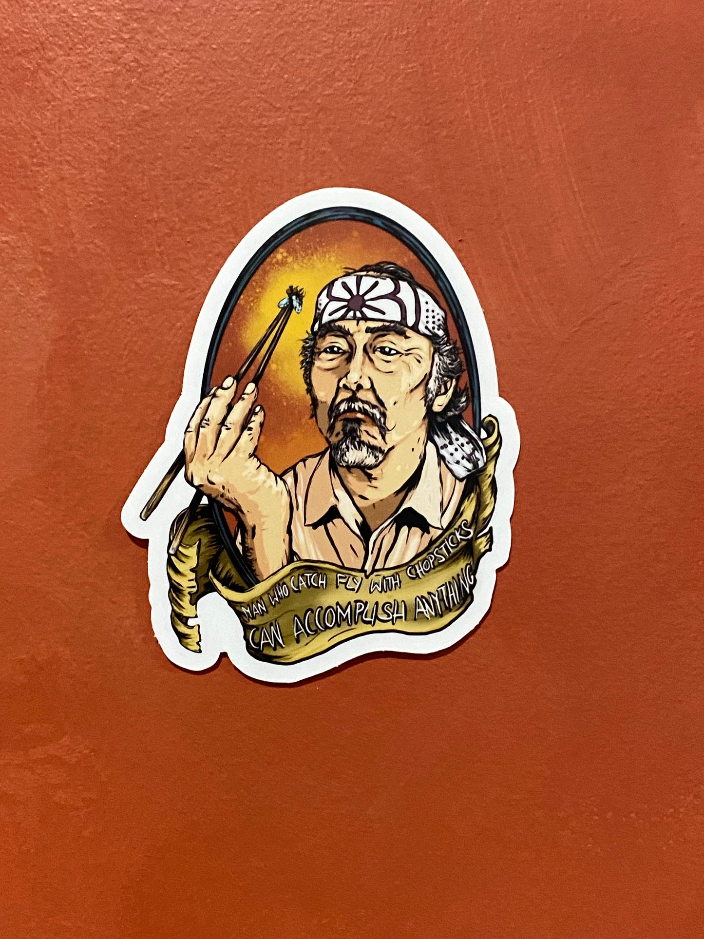 Mr. Miyagi inspired sticker - cobra sticker john kreese strike first strike hard no mercy sinsai