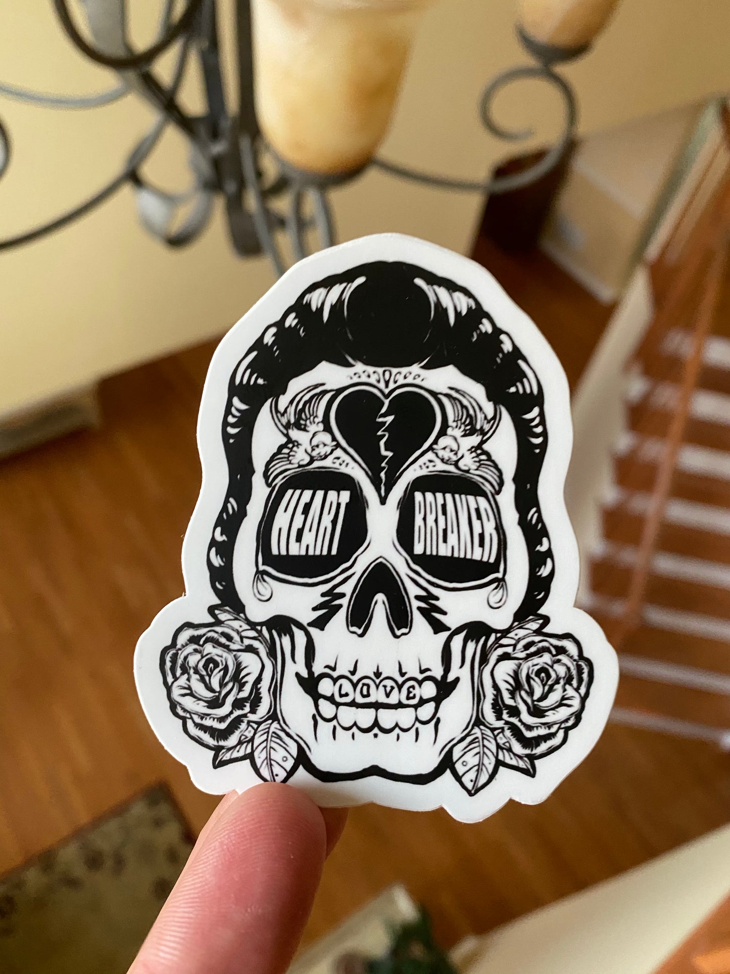 The king skull heart breaker sticker - Elvis Rock n roll Nashville TN