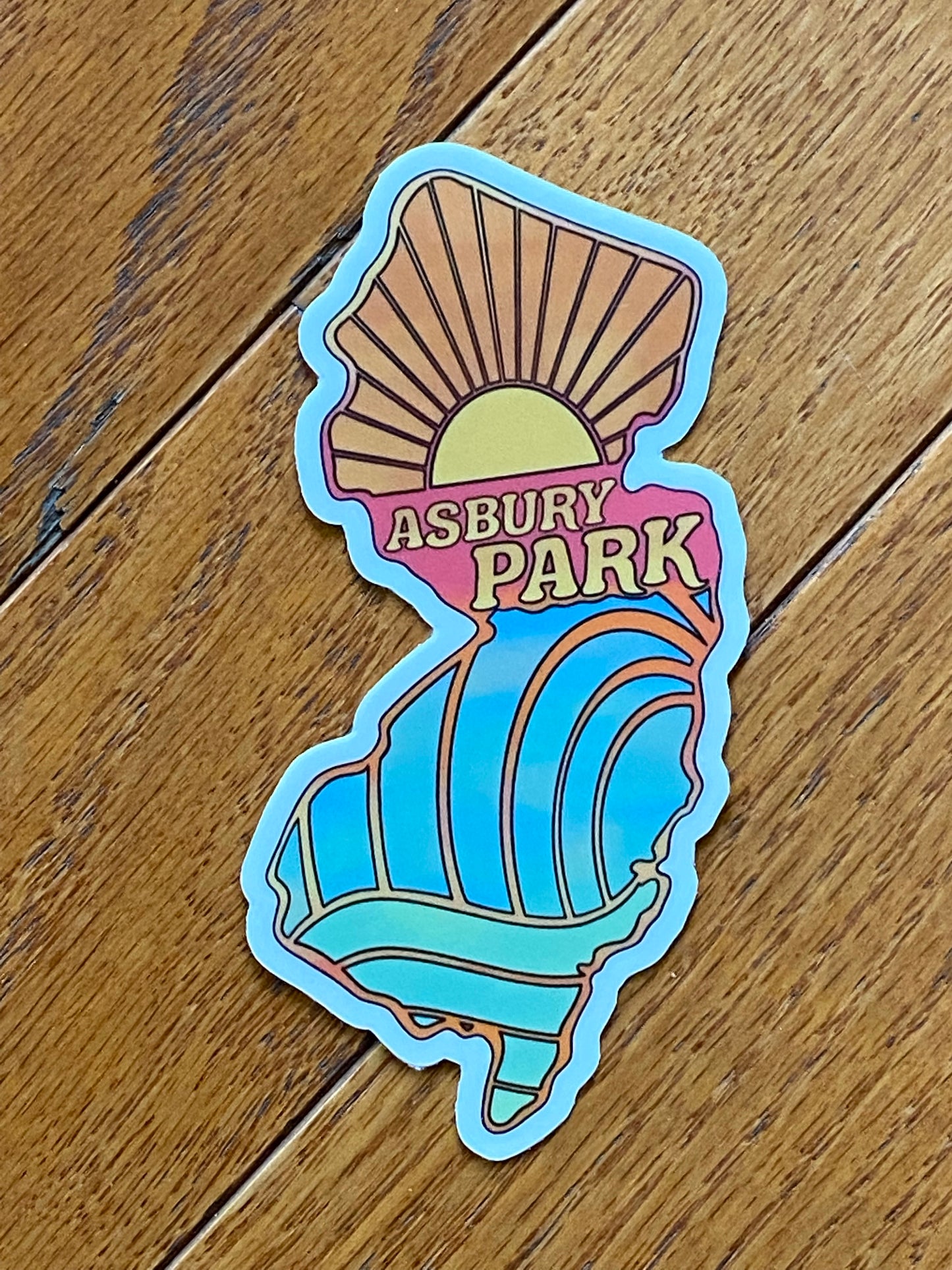 Asbury Park NJ state vinyl sticker - New Jersey beach house