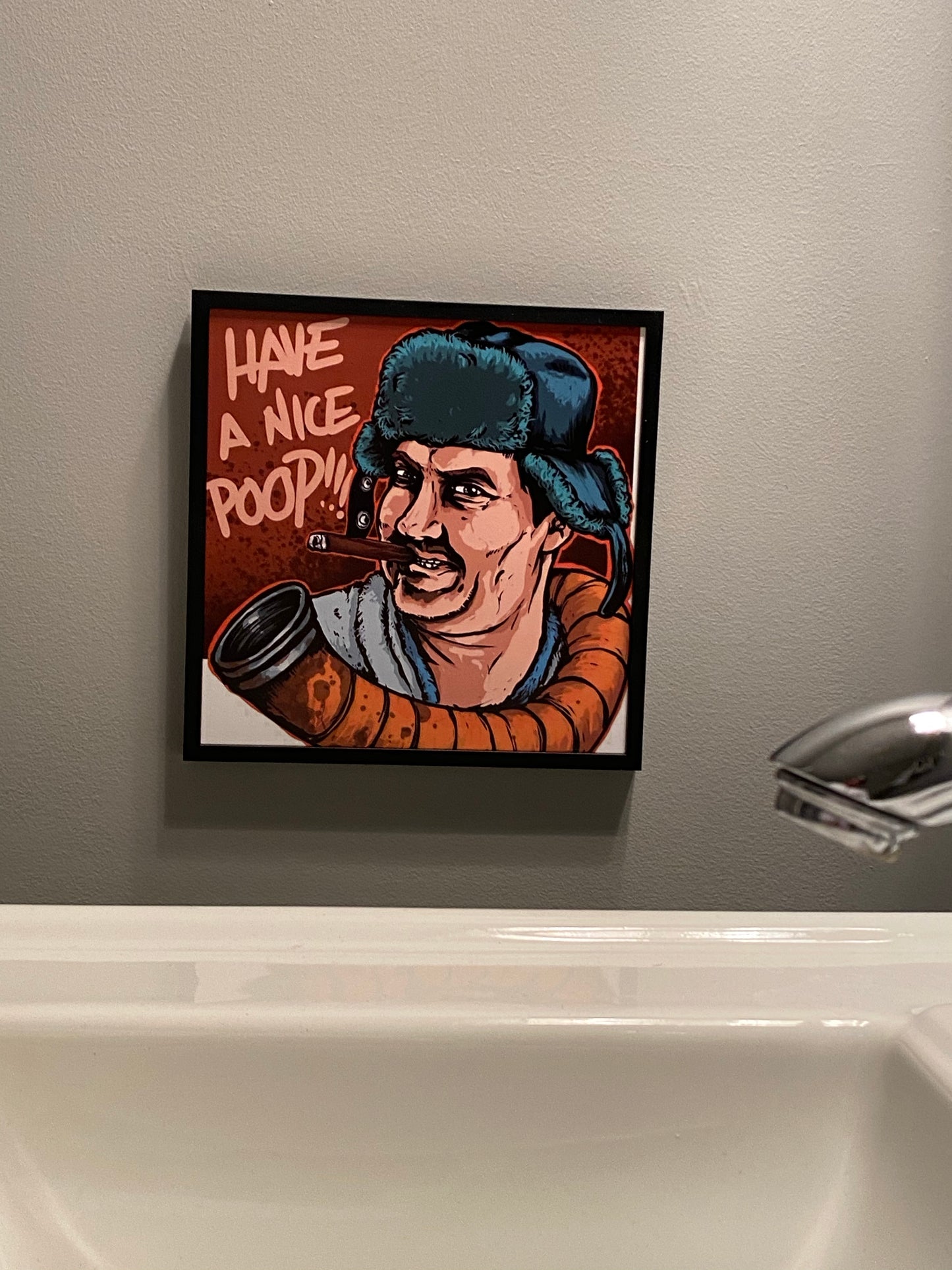 Cousin Eddie - Funny Bathroom sign would poop here again - bathroom decor 8x8 prints