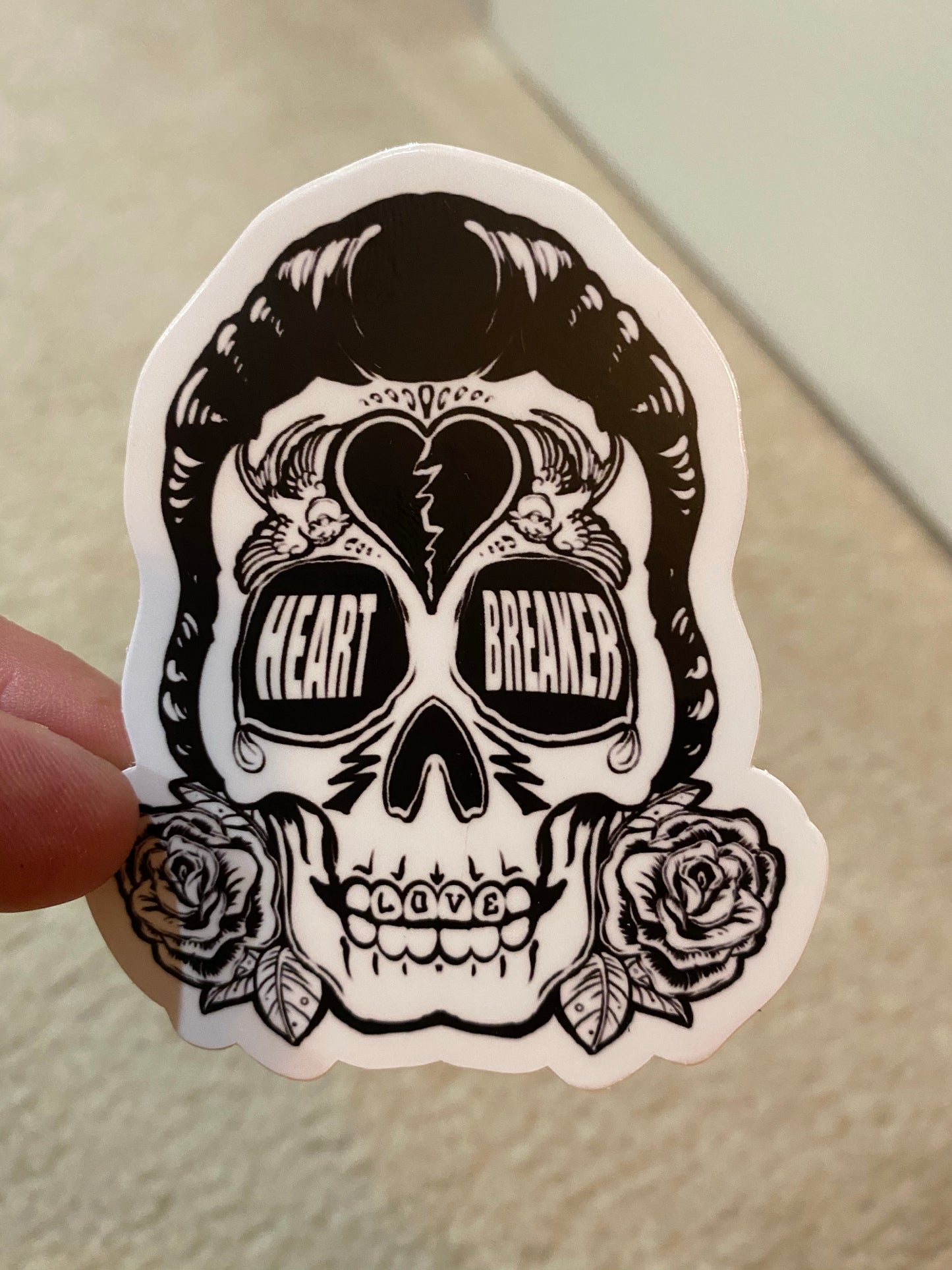 The king skull heart breaker sticker - Elvis Rock n roll Nashville TN