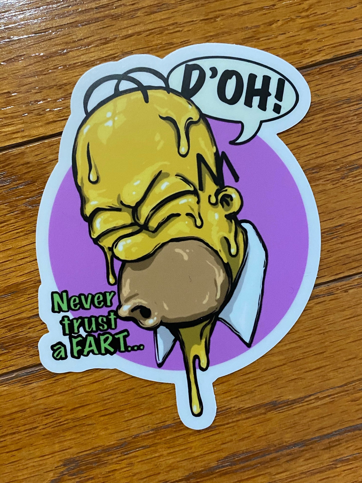 Never Trust a Fart homer style - funny bathroom humor - bathroom stickers