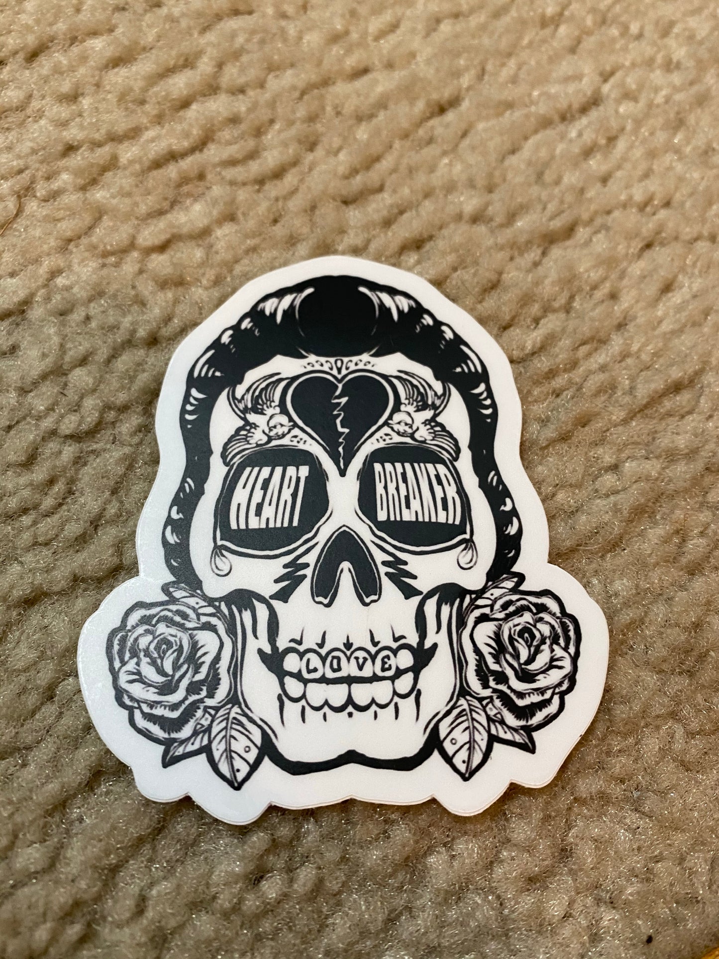 The king skull heart breaker sticker - Elvis Rock n roll Nashville TN
