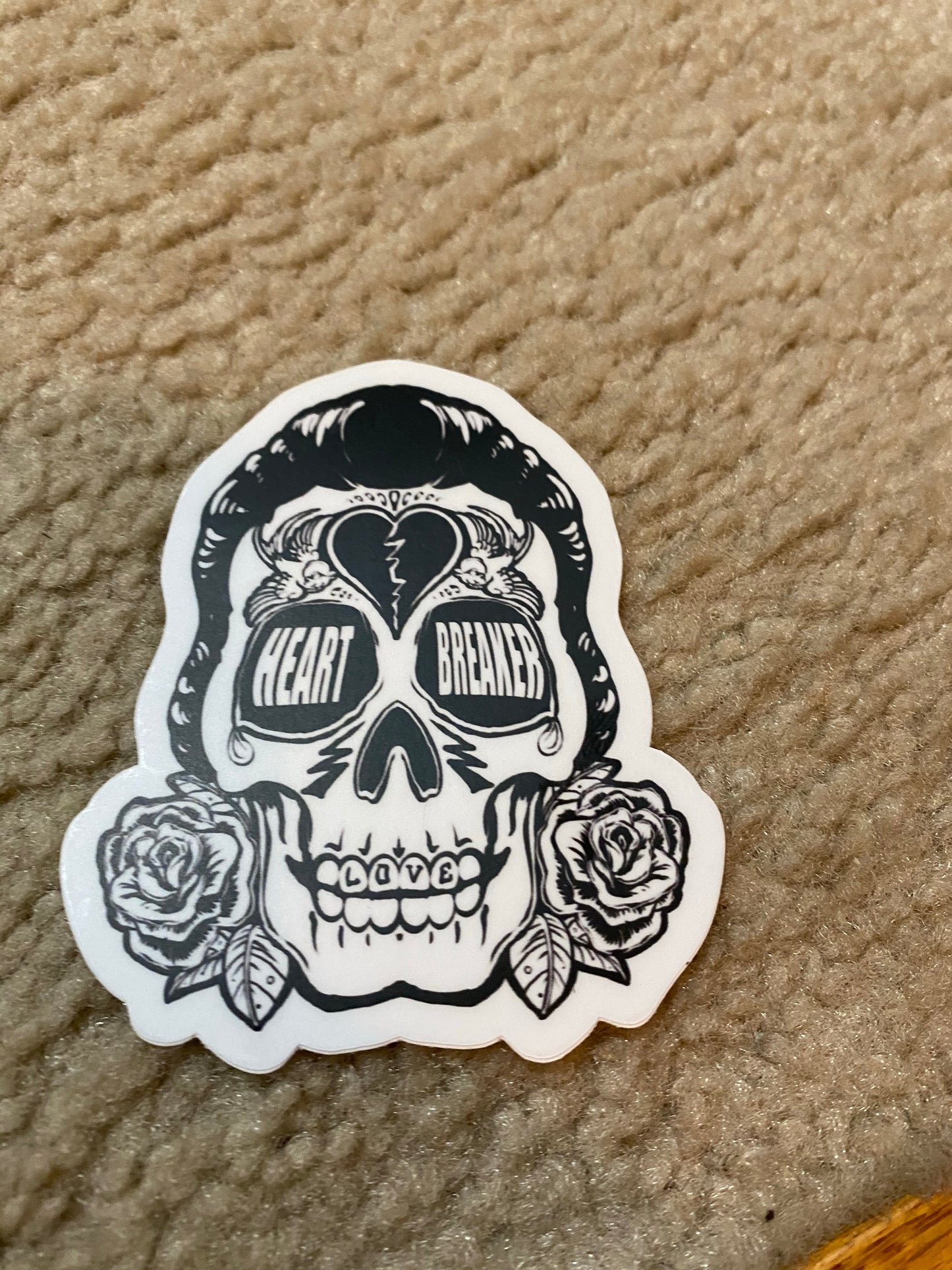 The king skull heart breaker sticker - Elvis Rock n roll Nashville TN