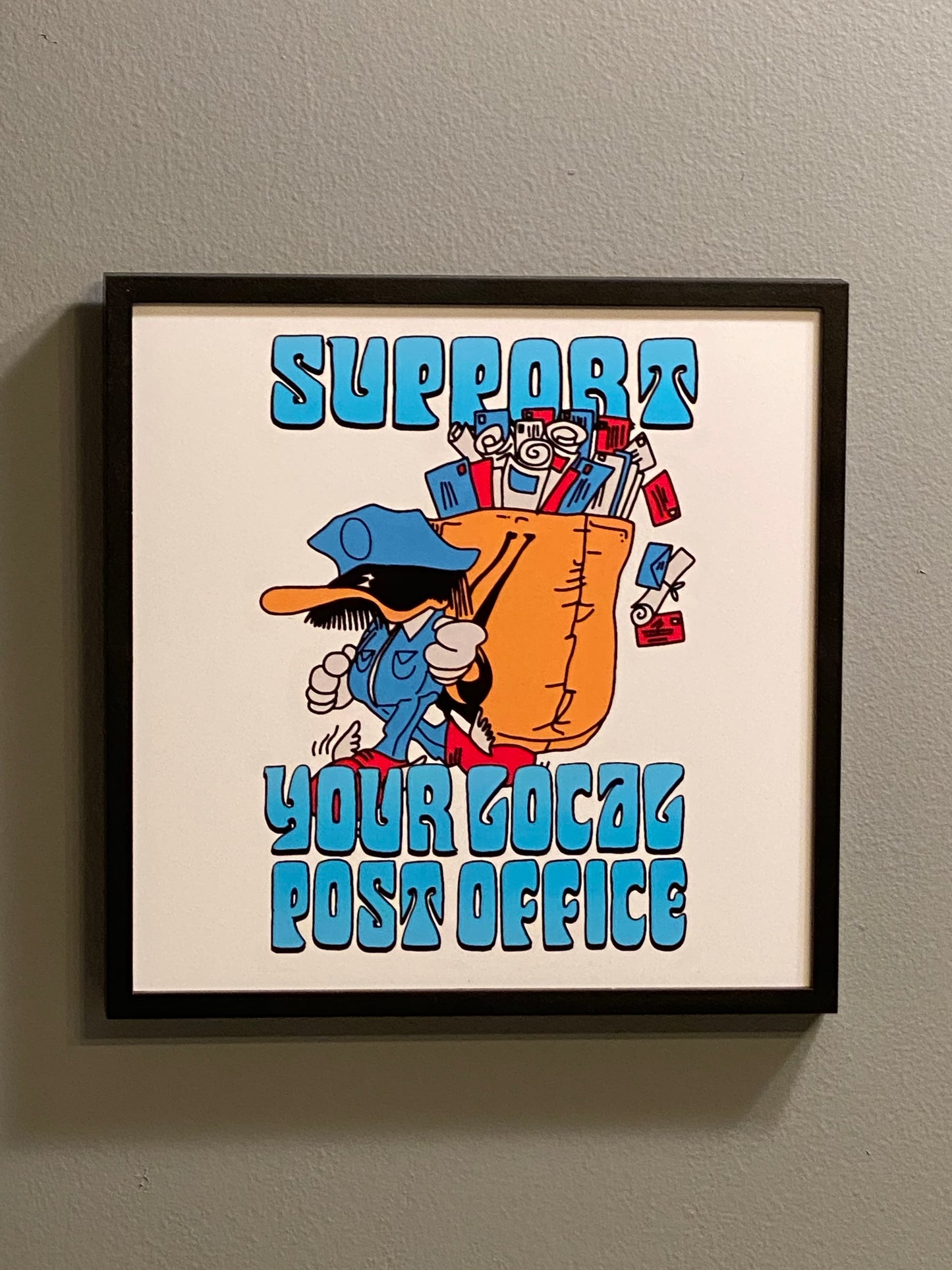 Support your local post office USPS print 8x8 - mailman mailwoman