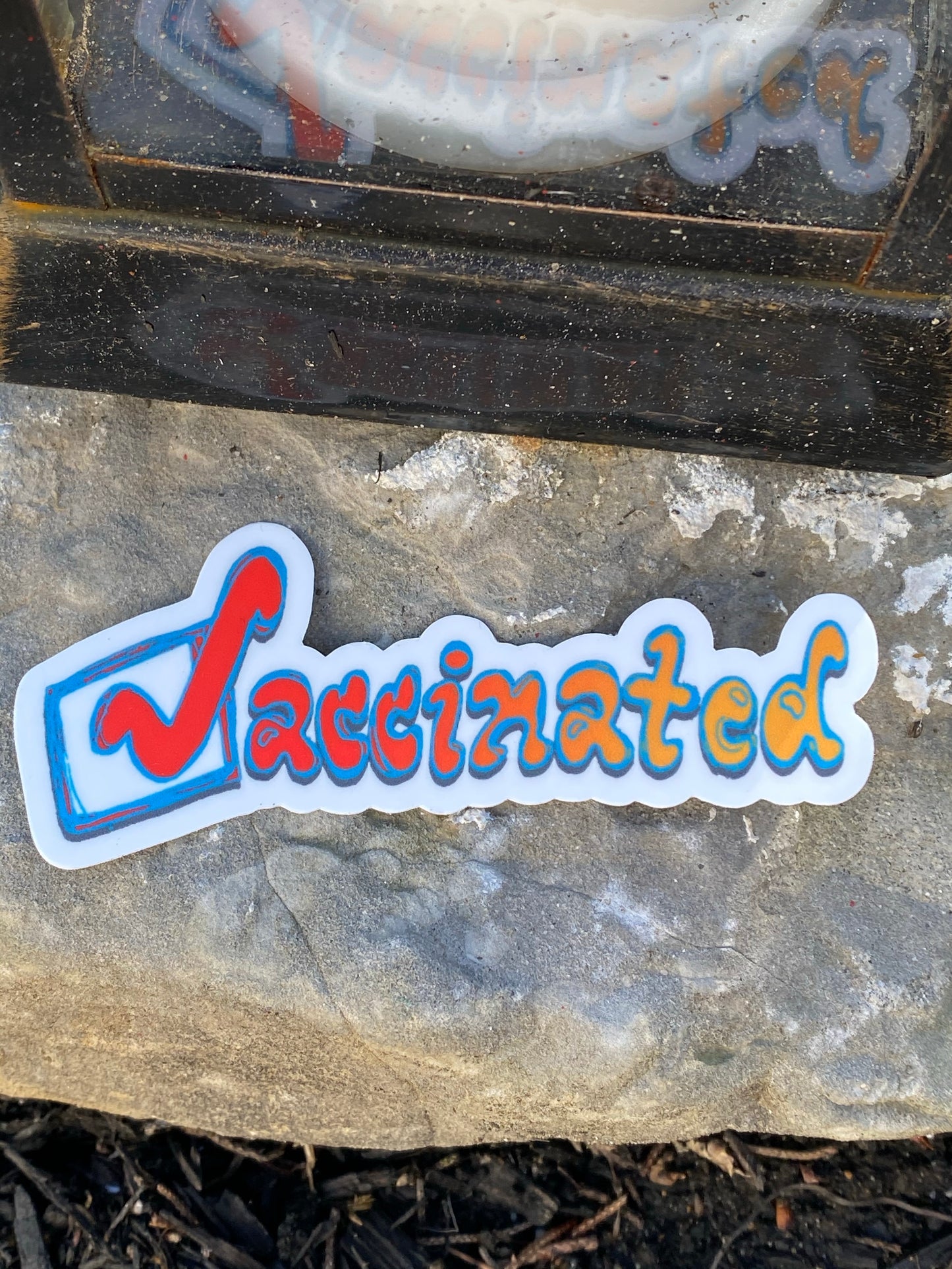 Vaccinated 4x2 vinyl durable weather proof dishwasher safe sticker