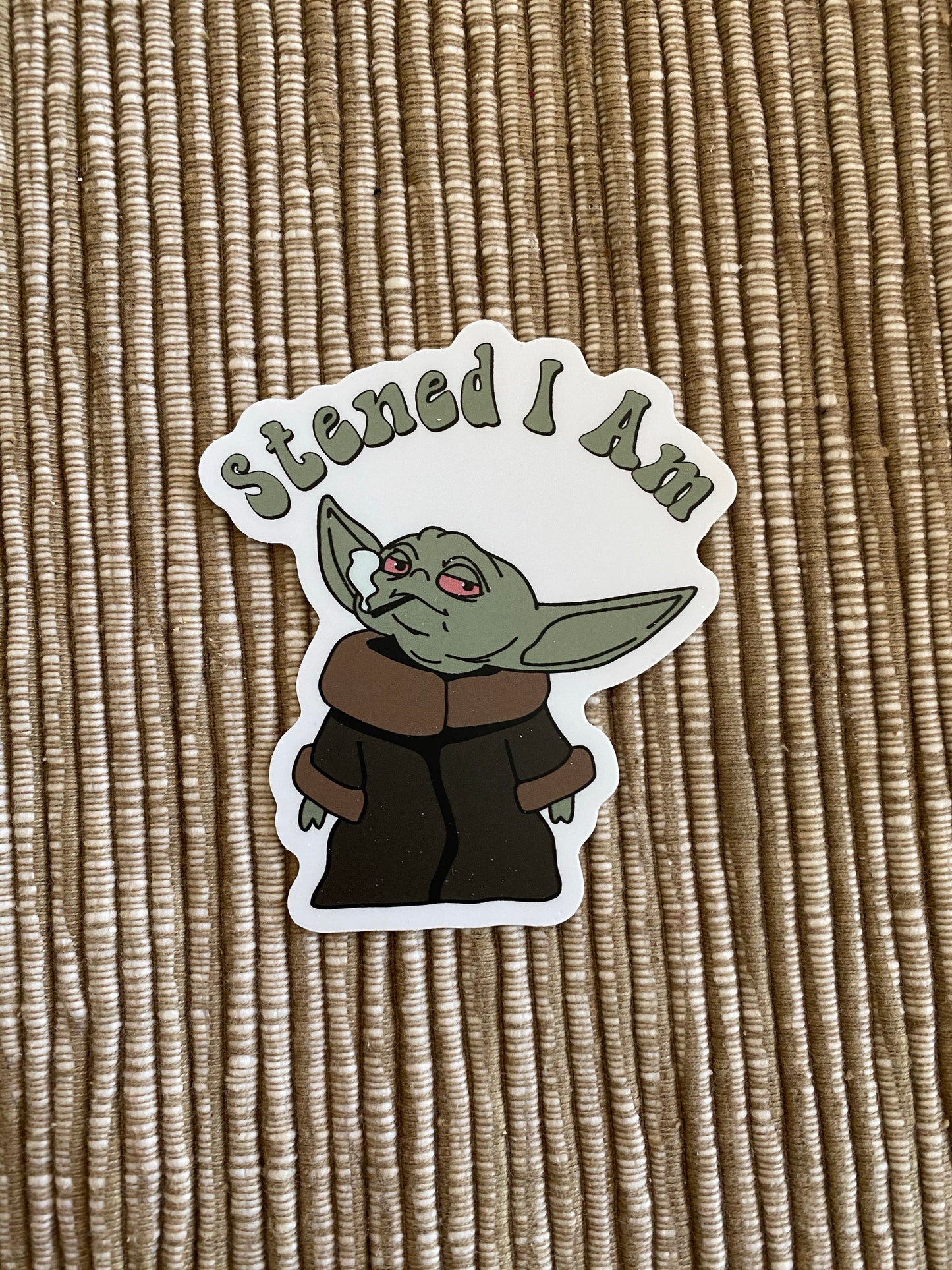 The child super cute stoned sticker - stoned I am - purple haze - 420 friends