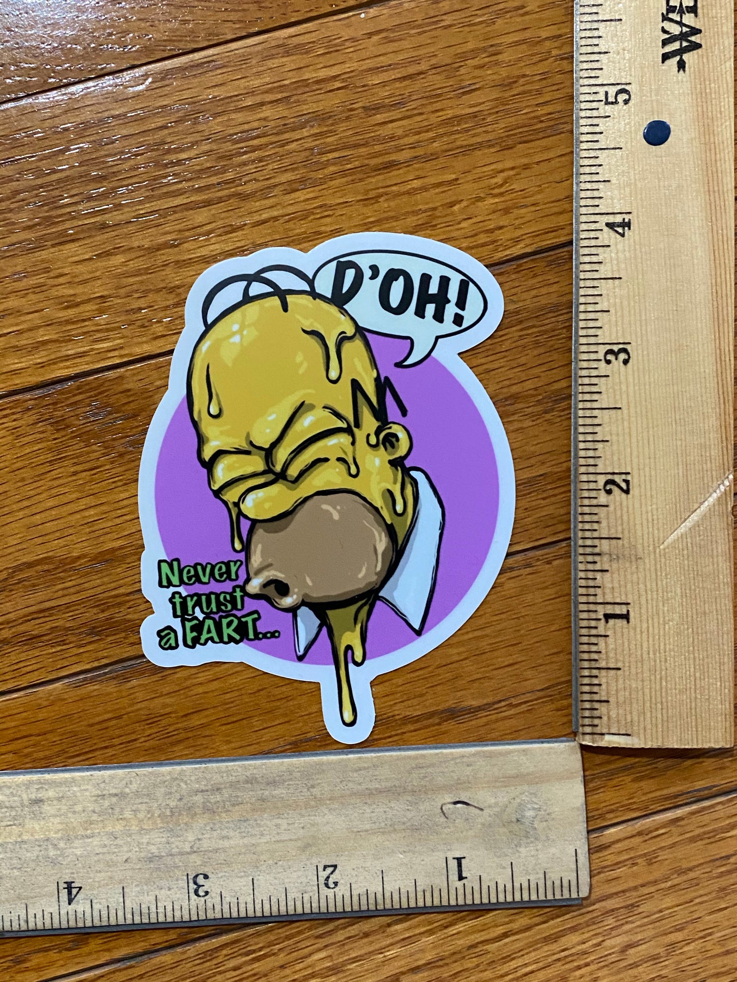 Never Trust a Fart homer style - funny bathroom humor - bathroom stickers
