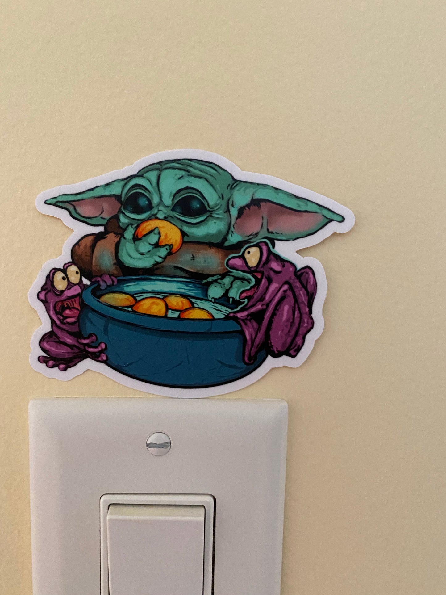 The child egg eating super cute sticker - frogs trending baby yoda stickers
