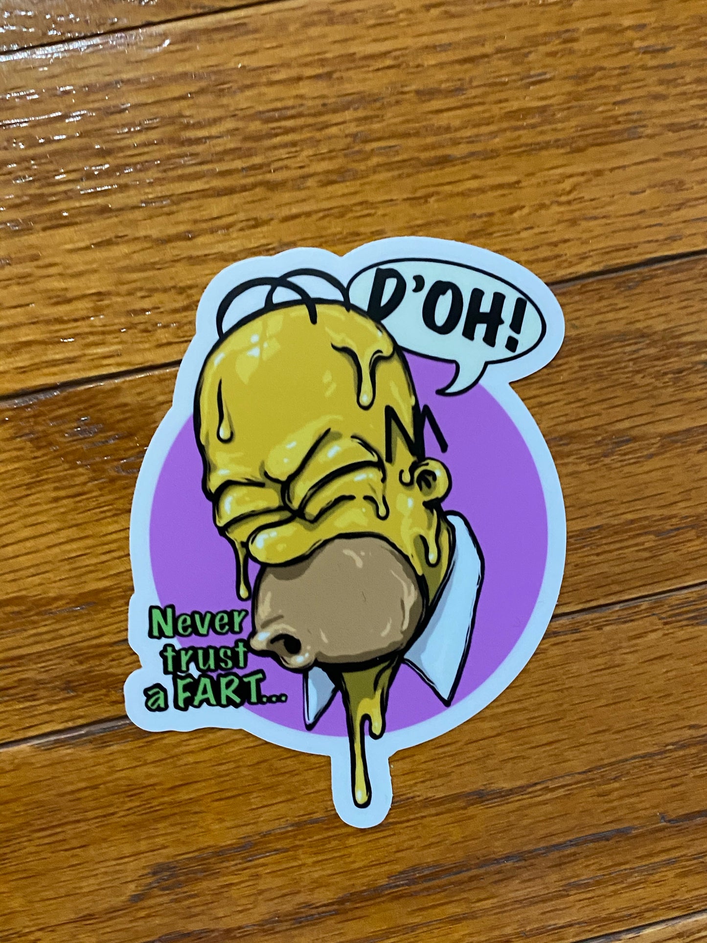 Never Trust a Fart homer style - funny bathroom humor - bathroom stickers