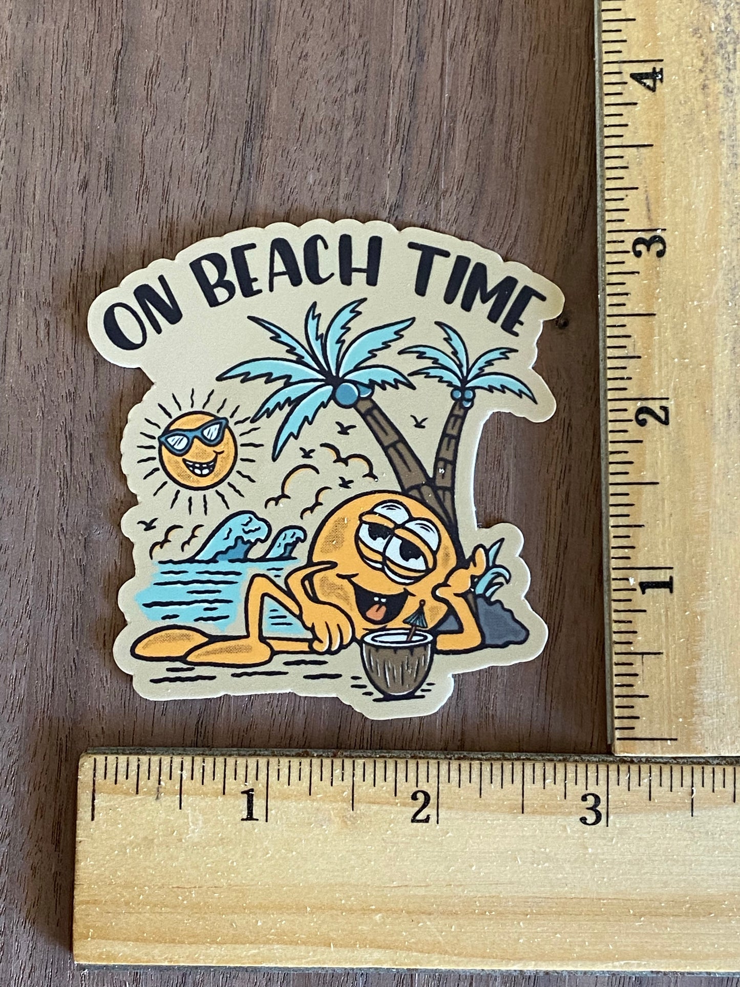 On beach time vinyl sticker 3x3 original design - beach summer trending sticker cute