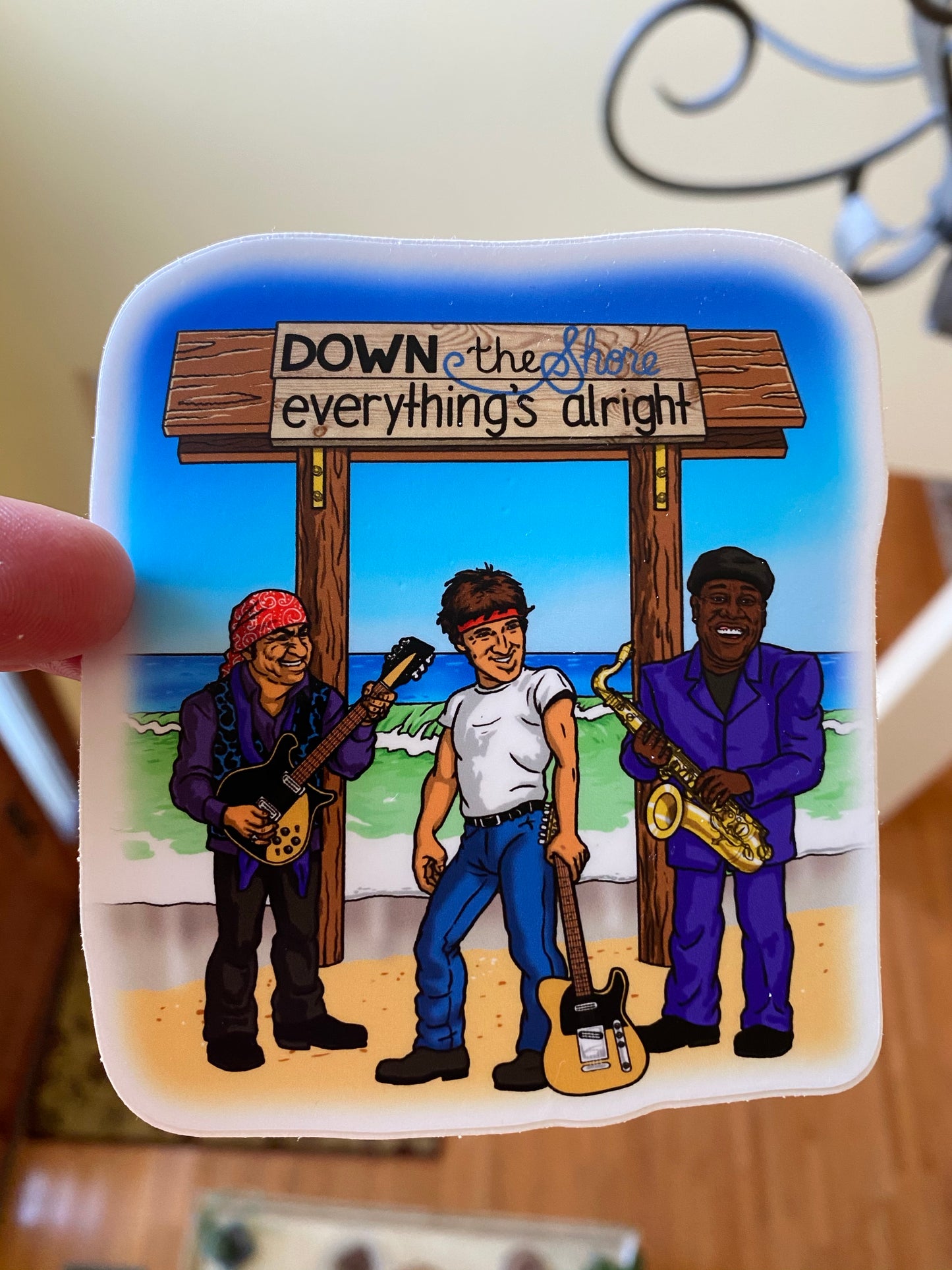 The Boss Bruce Springsteen Down the Shore everything’s alright sticker - E street band